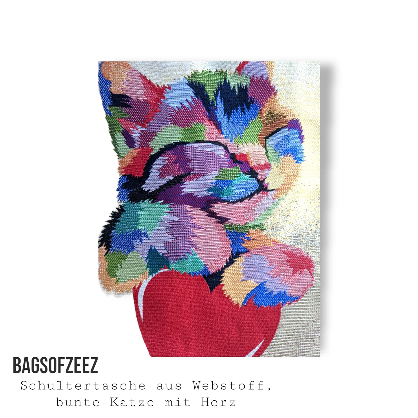 bunte Katze mit Hetz Schultertasche