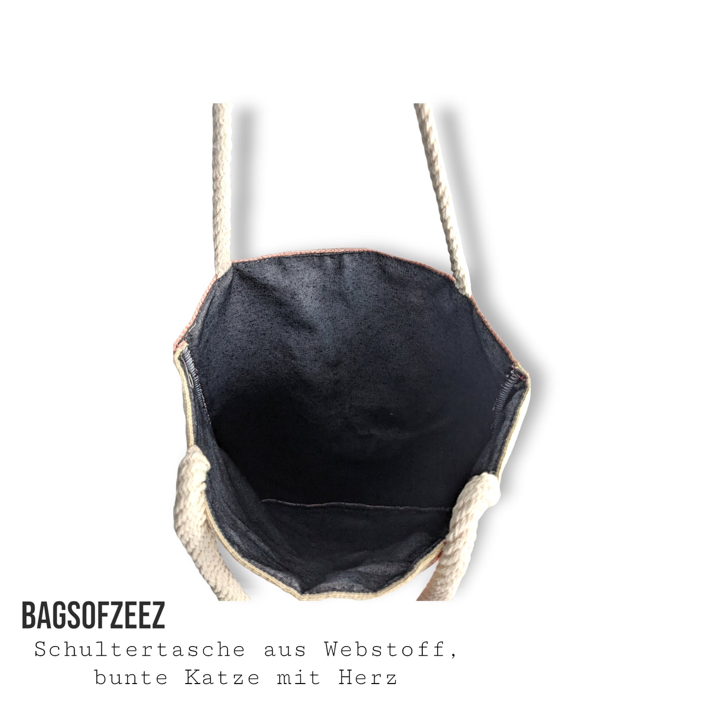 bunte Katze mit Hetz Schultertasche