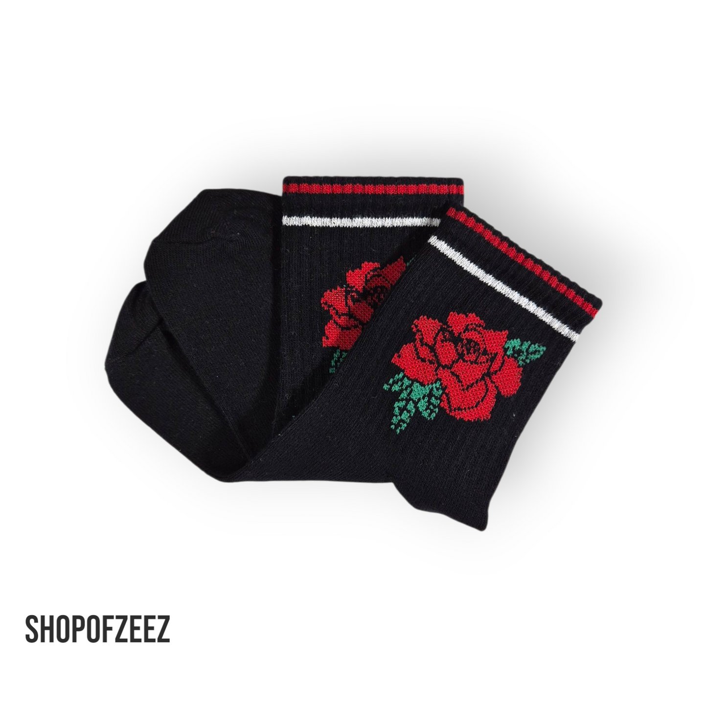 schwarz Rose Blumen Socken