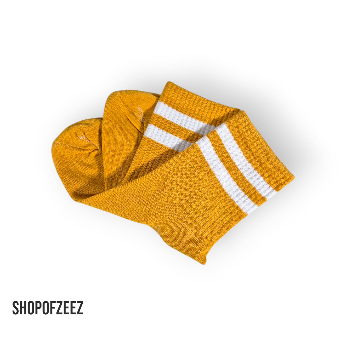 senffarbe-weiß gestreifte Sportsocken, Einheitsgröße: 36-42