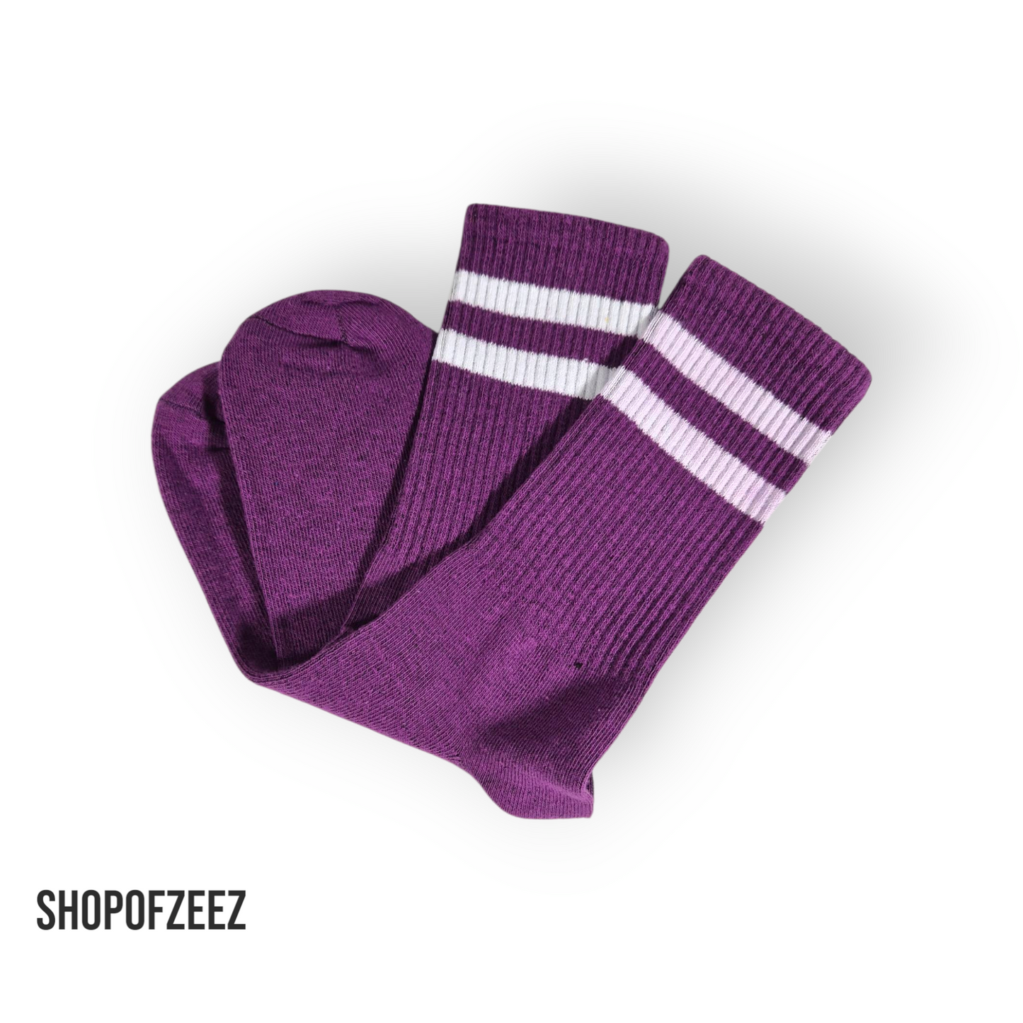 lila-weiß gestreifte Sportsocken, Einheitsgröße: 37-44