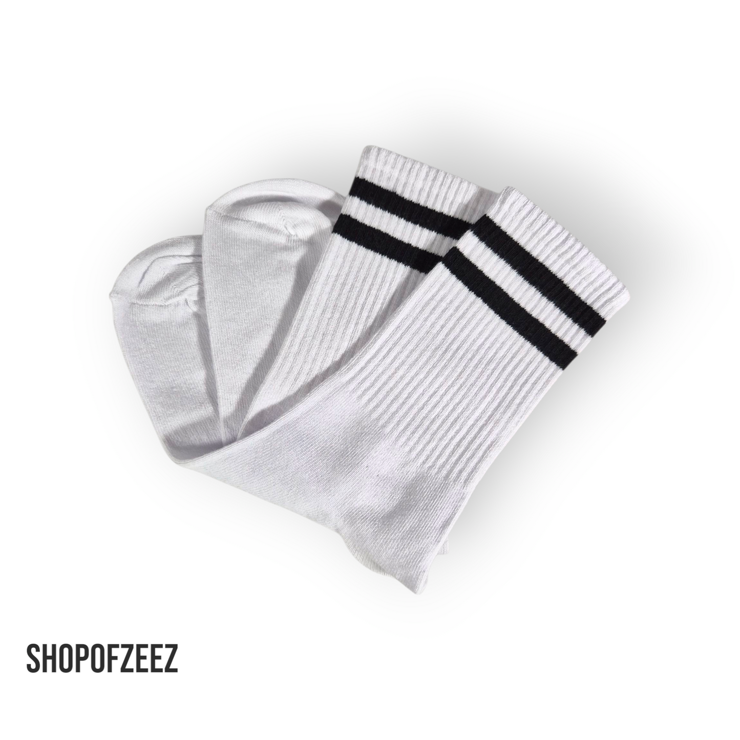 weiß-schwarz gestreifte Sportsocken, Einheitsgröße: 36-42