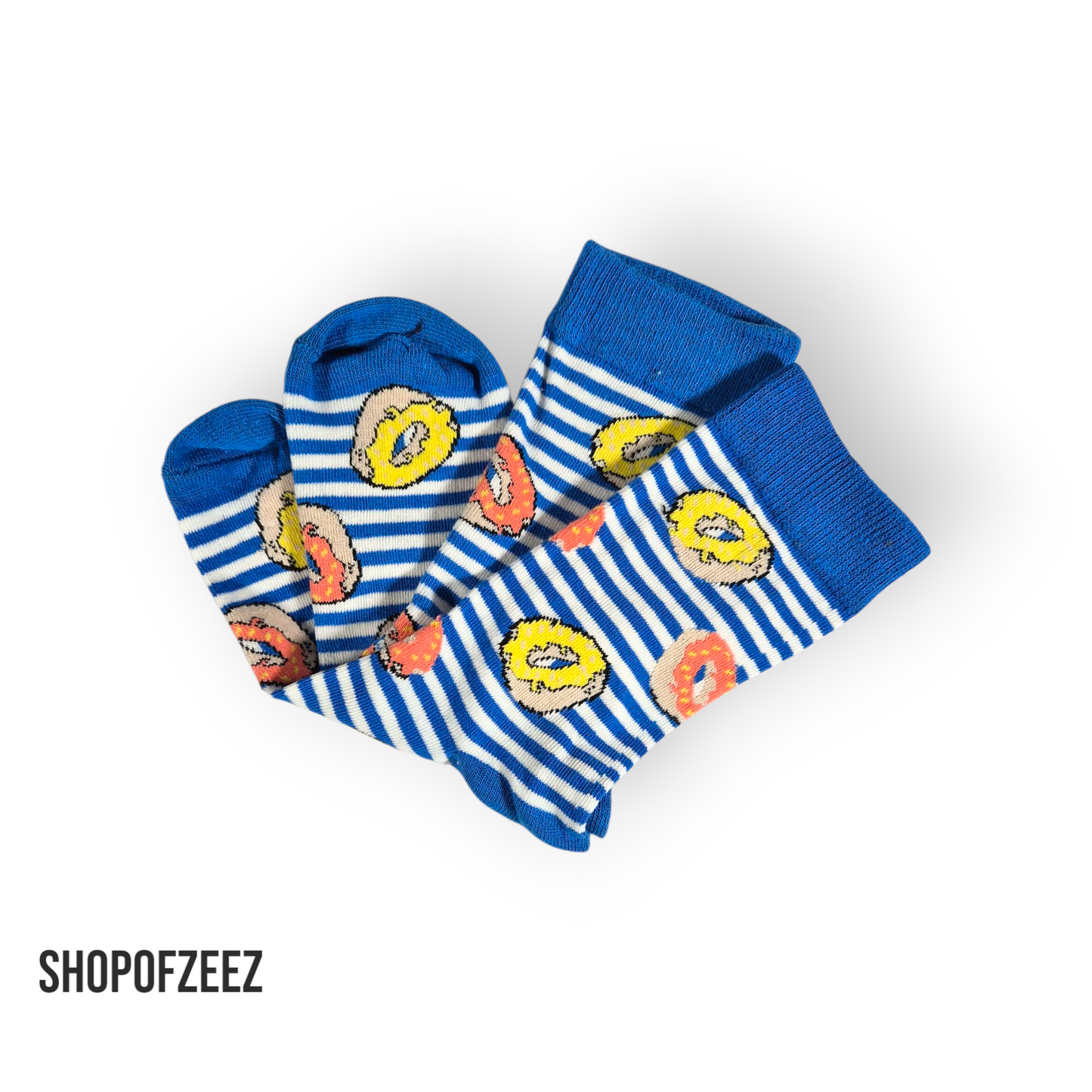 blau gestreifte Donut Socken
