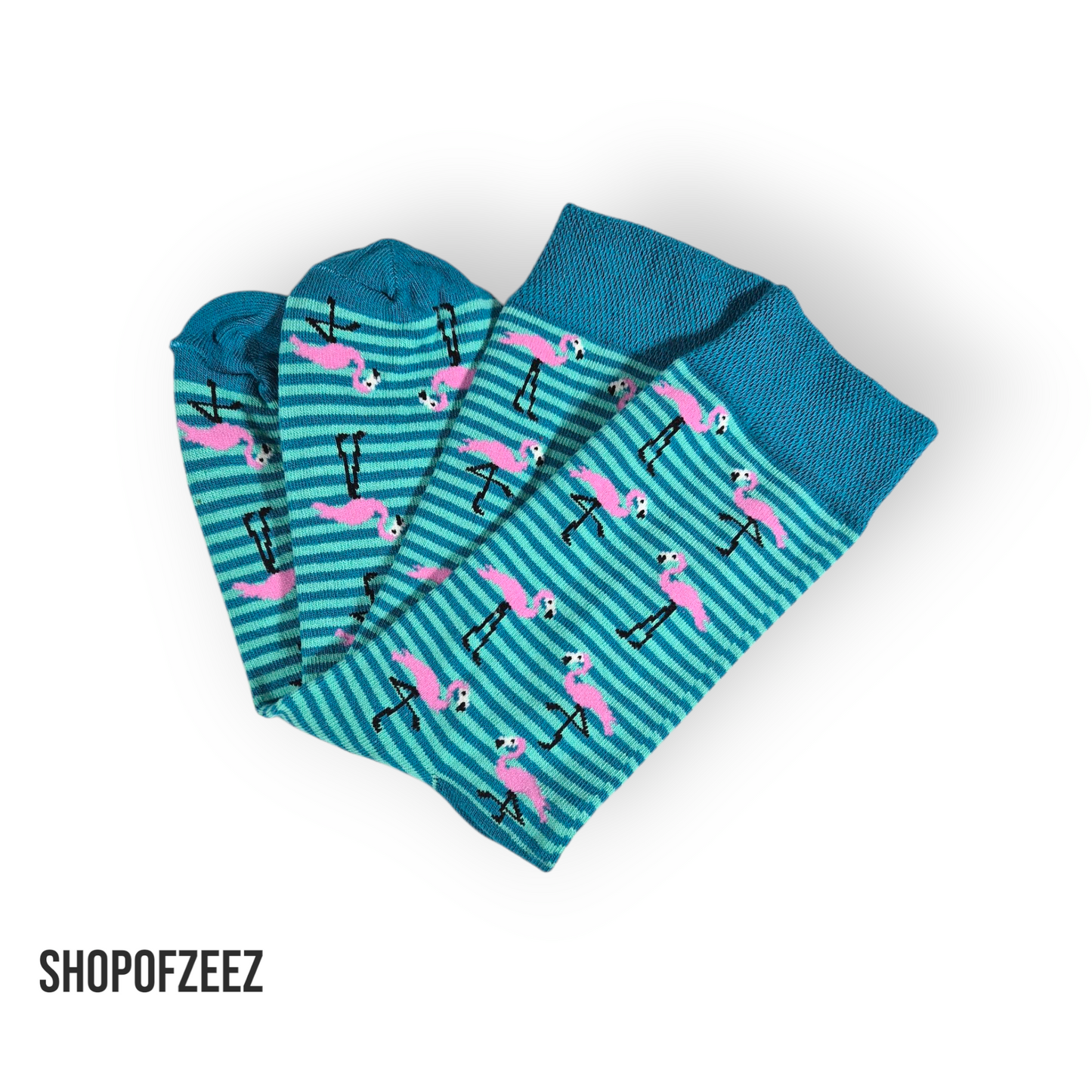 Flamingo mit gestreifte Socken