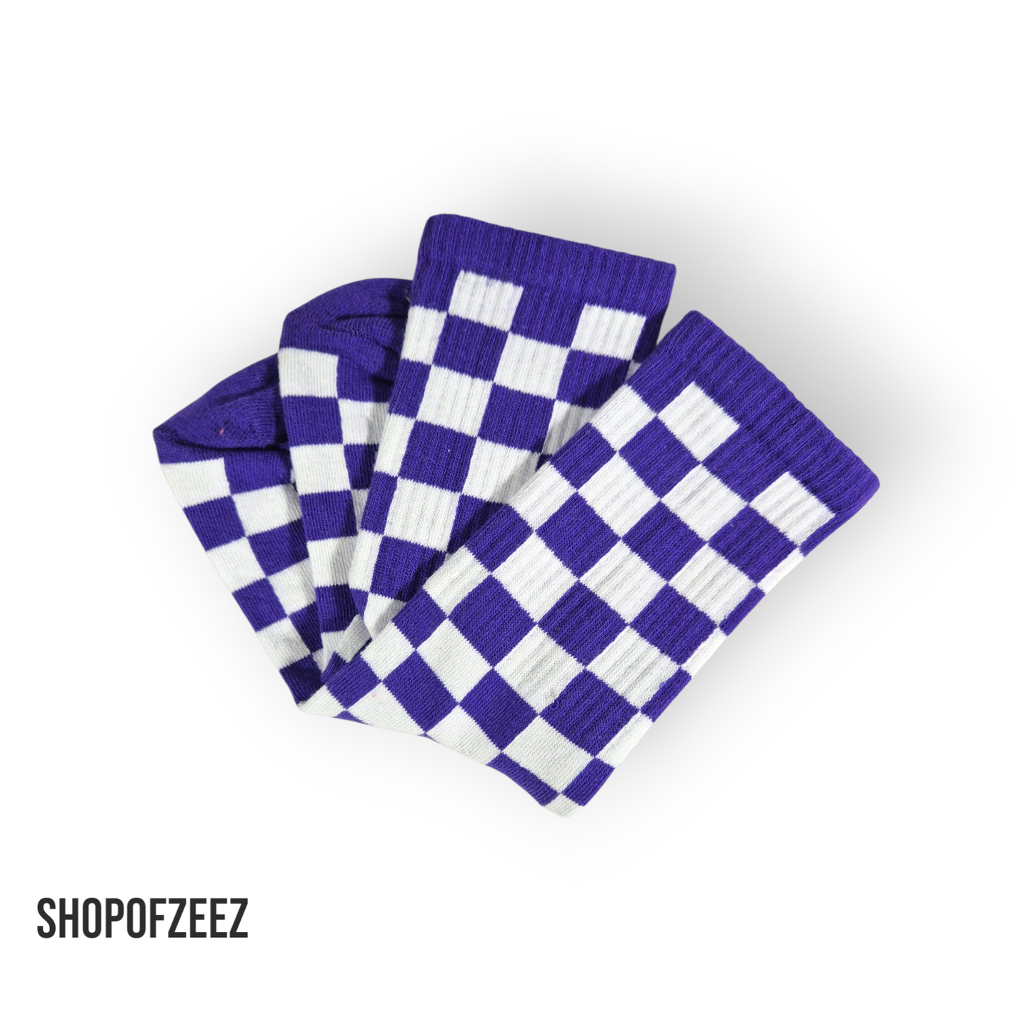 lila-weiß kariert Sportsocken, Einheitsgröße: 36-42