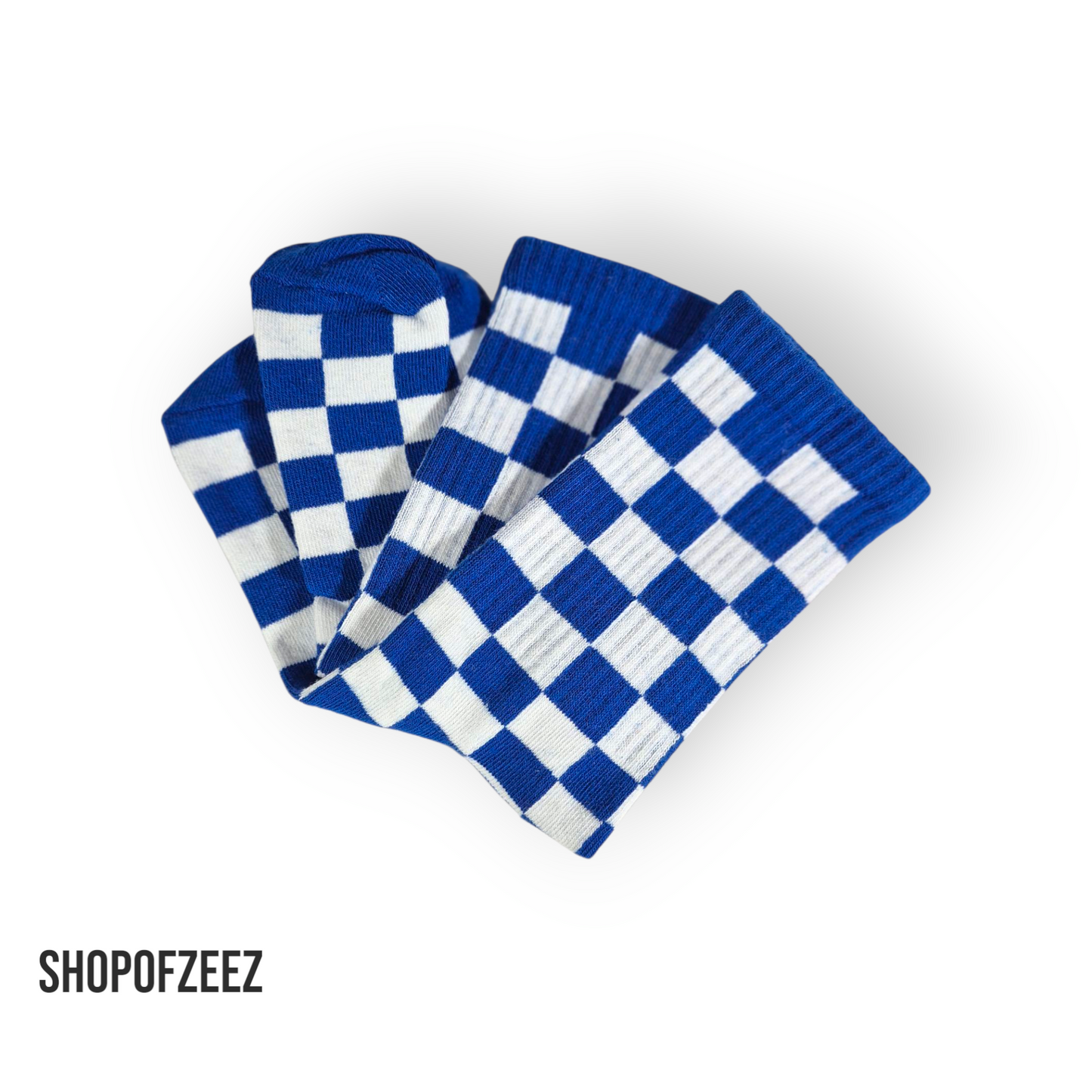 blau-weiß kariert Sportsocken, Einheitsgröße: 36-42