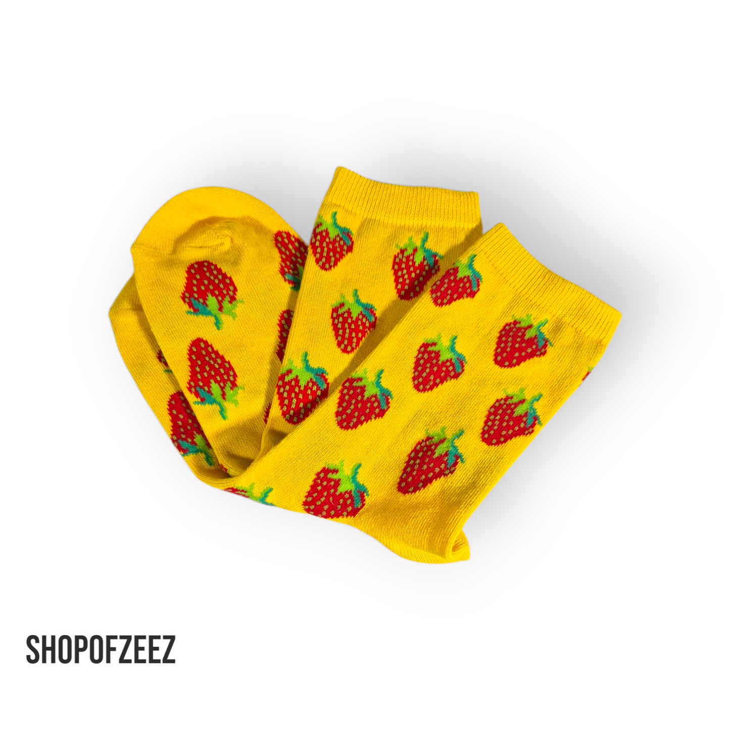 gelb Erdbeeren Socken, Einheitsgröße: 36-42