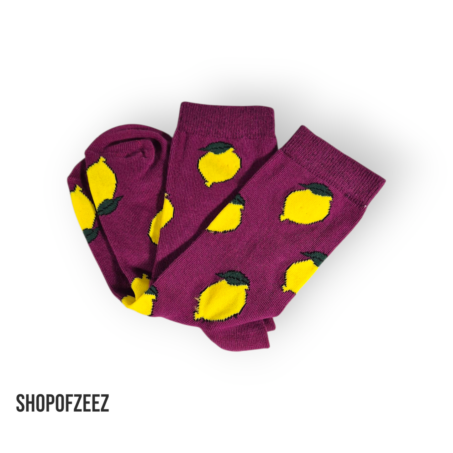 lila Zitronen Socken, Einheitsgröße: 36-42