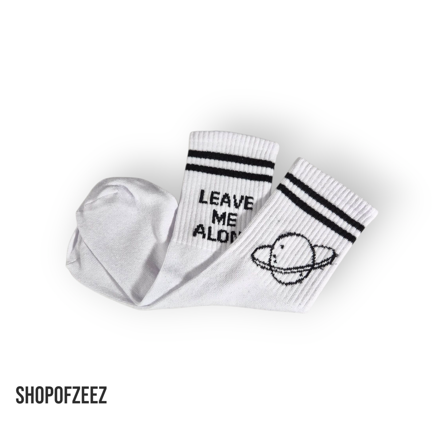 Planet Leave Me Alone Socken – Meditierender Space Look & Statement-Design