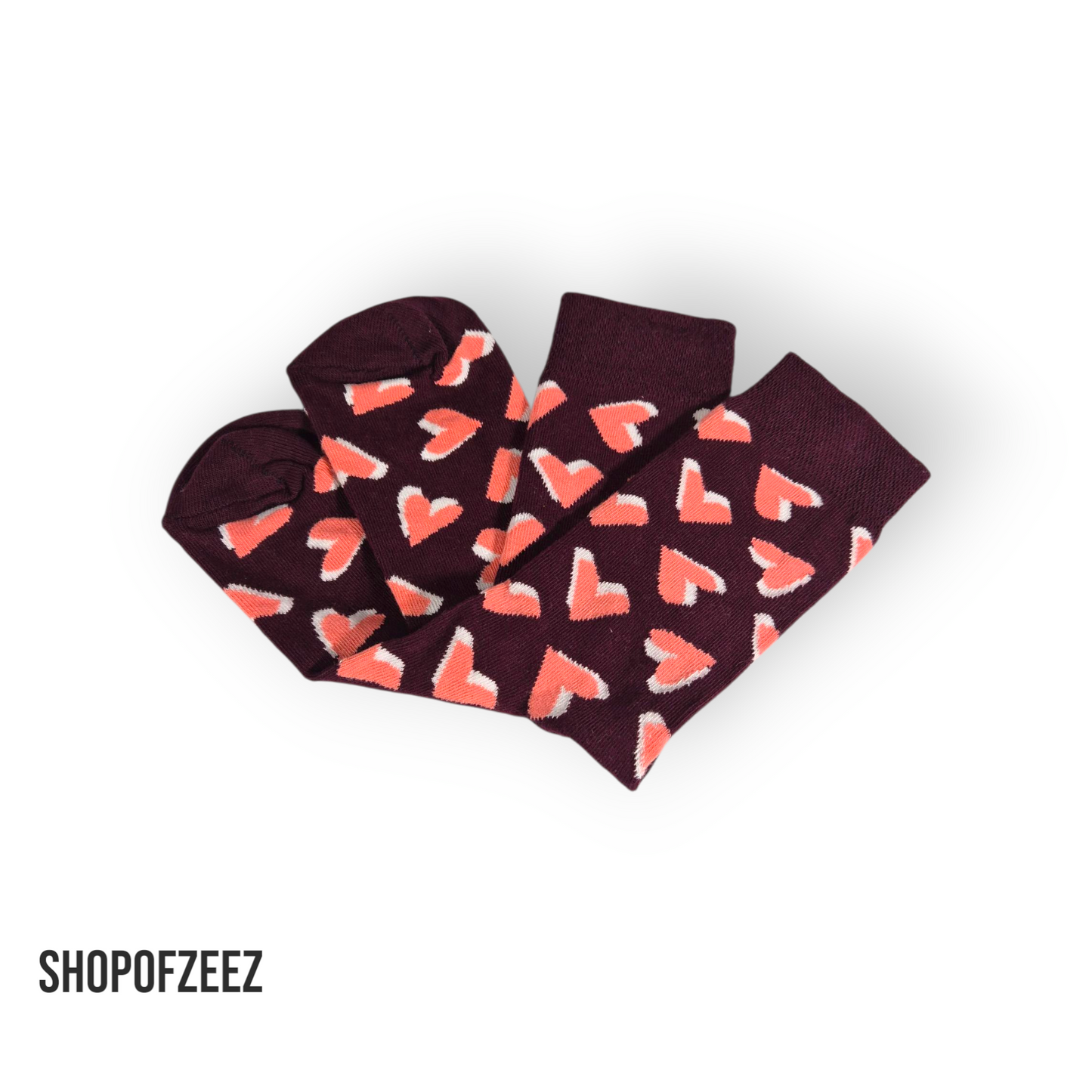 Herz Socken – Dunkelrot/Bordeaux – Romantisches Design – Geschenkidee