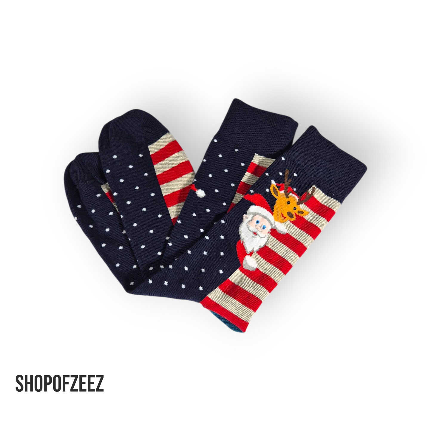 Weihnachtssocken mit Santa & Rentier – Lustige Winter Socken für Herren