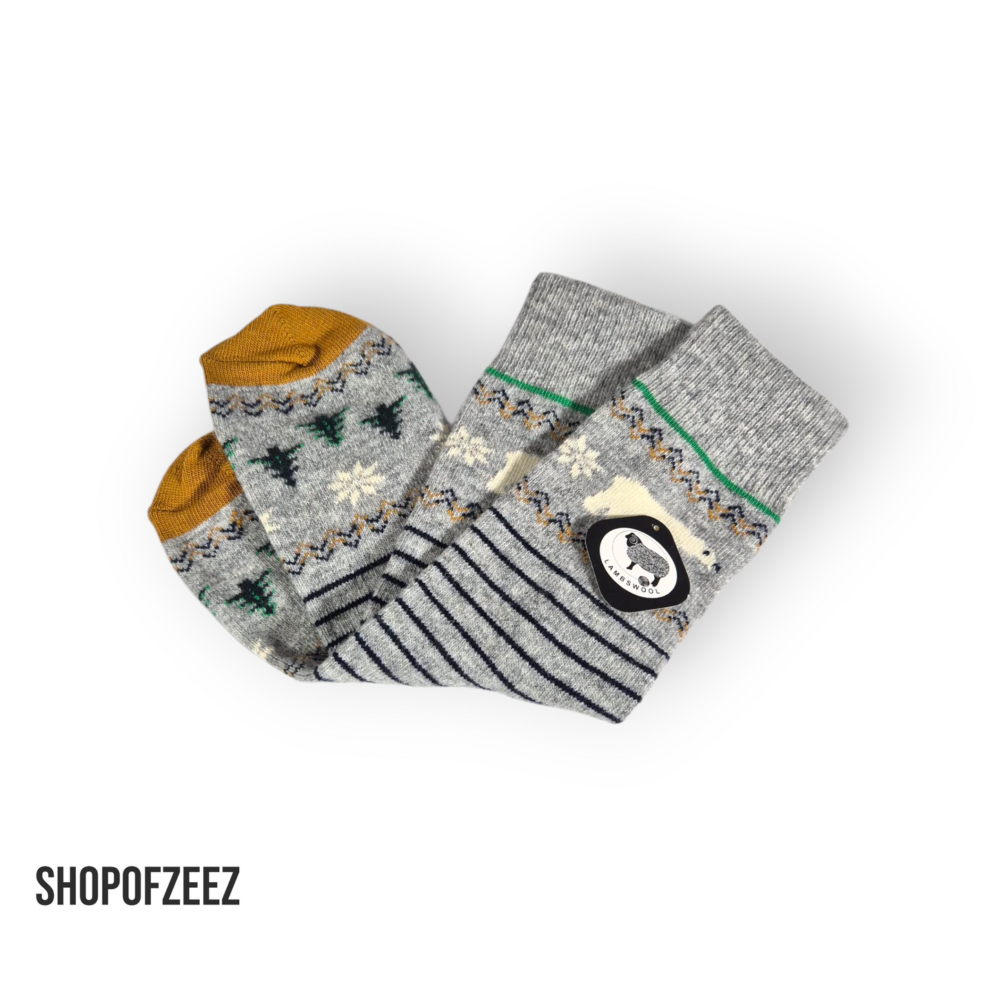 grau Weihnachtssocken mit Bär