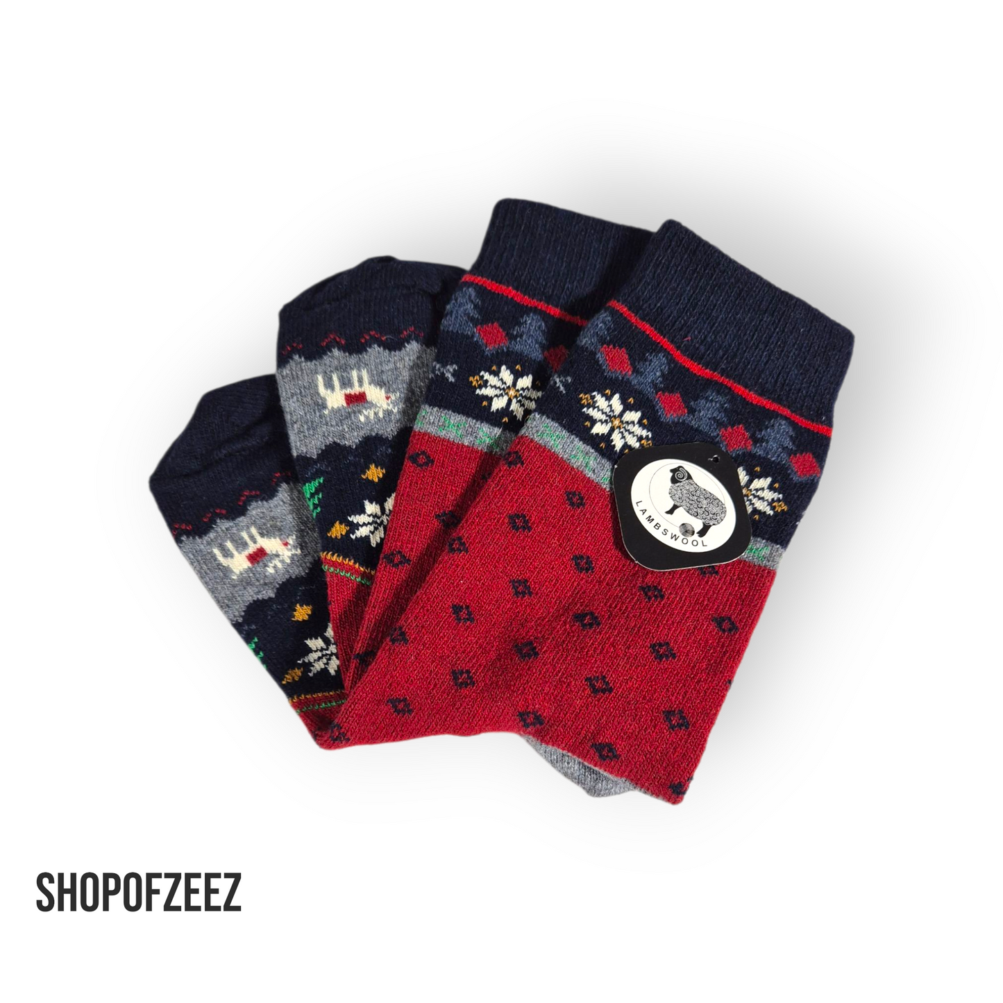 burgunderrot Weihnachtssocken mit Rentier