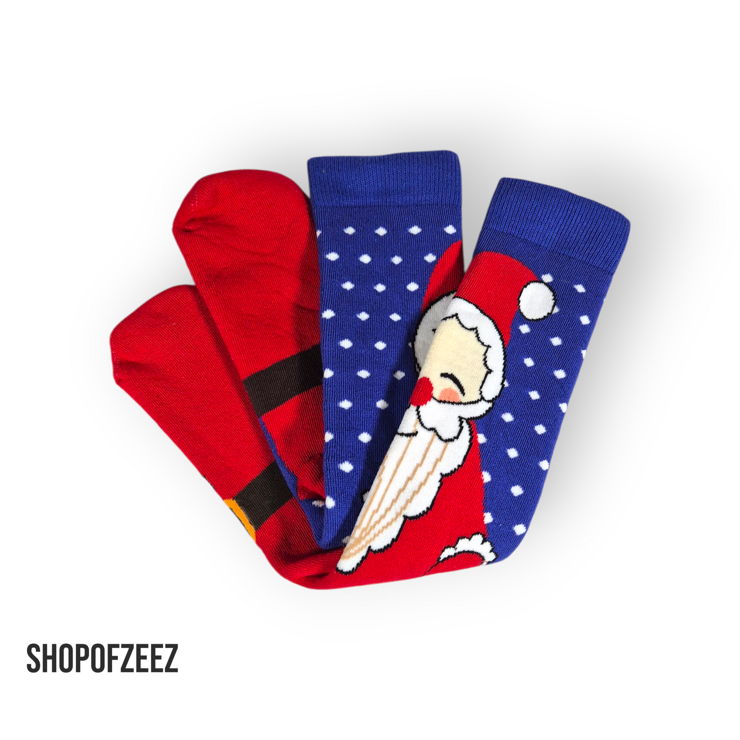 Weihnachtssocken mit Weihnachtsmann – Winter Schneeflocken Design