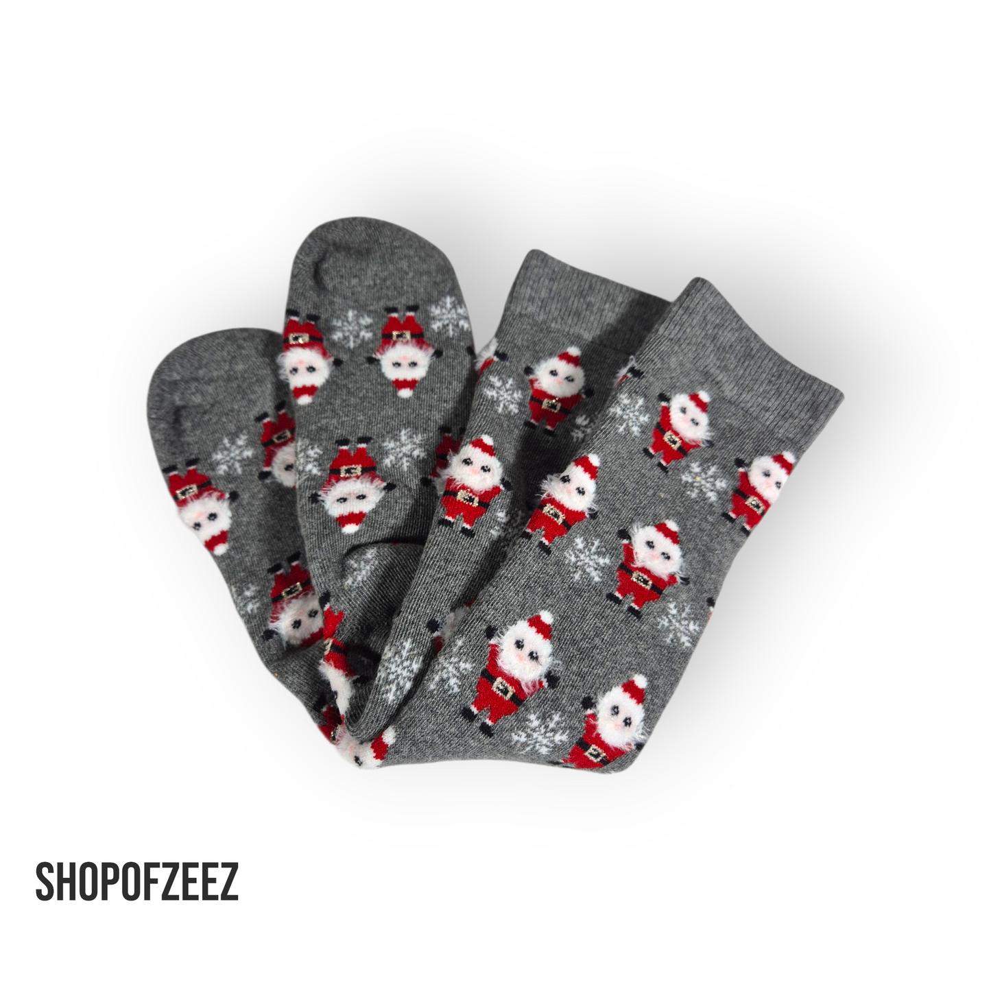 graue kleine Weihnachtsmann Frottee Weihnachtssocken