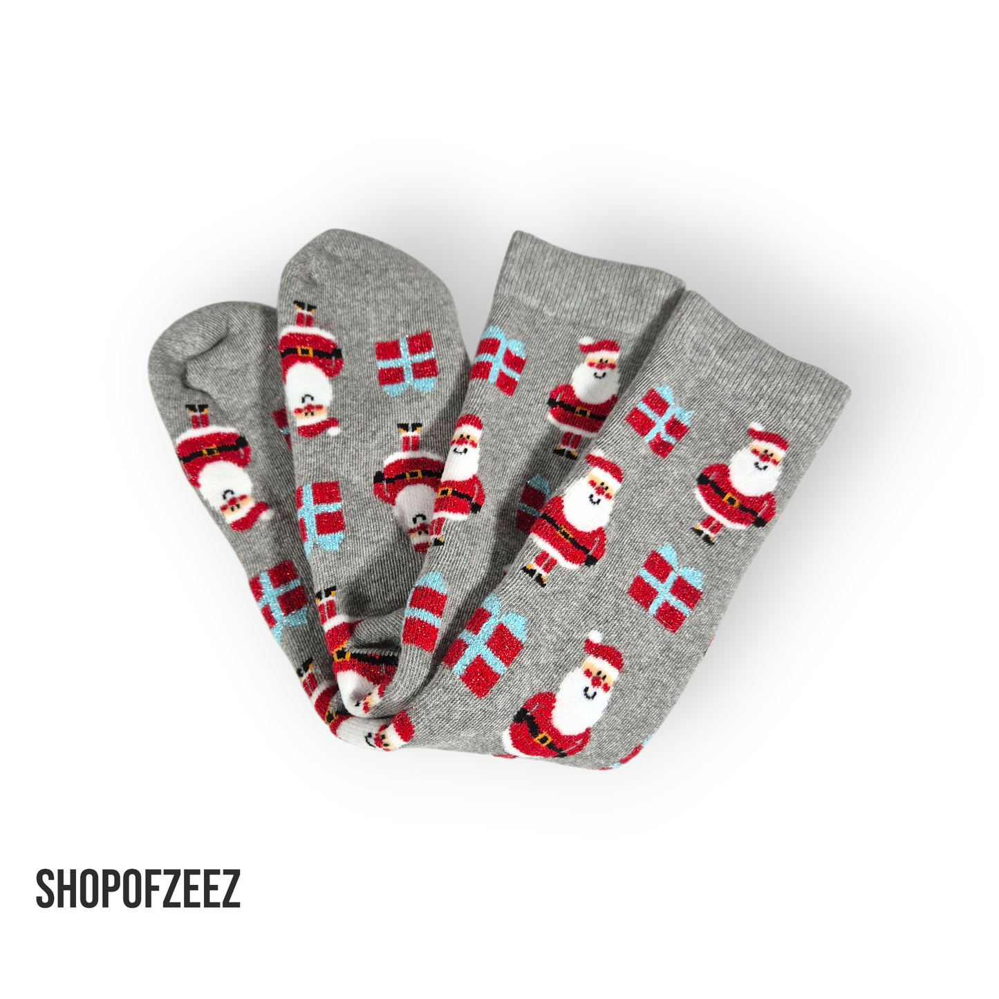 Weihnachtsmann mit Geschenk Frottee Weihnachtssocken