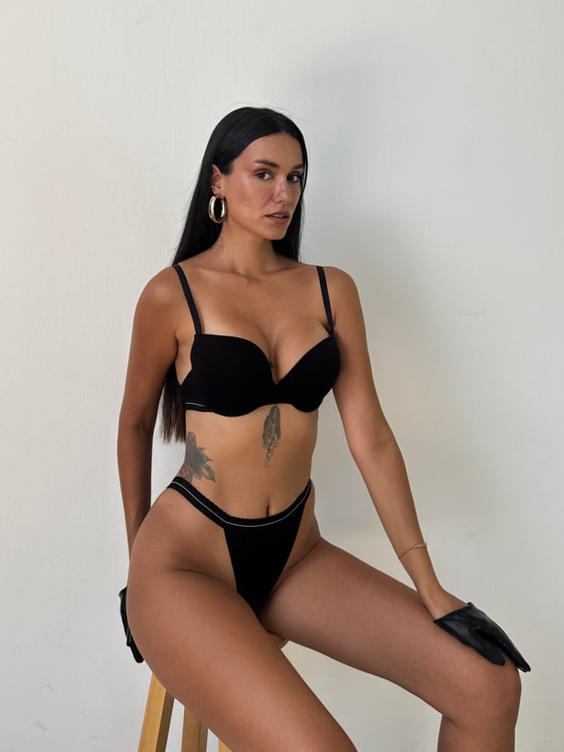 Bambus Damen Unterwäsche Set – BH & High-Waist Slip | Atmungsaktiv, Weich & Elegant - Schwarz