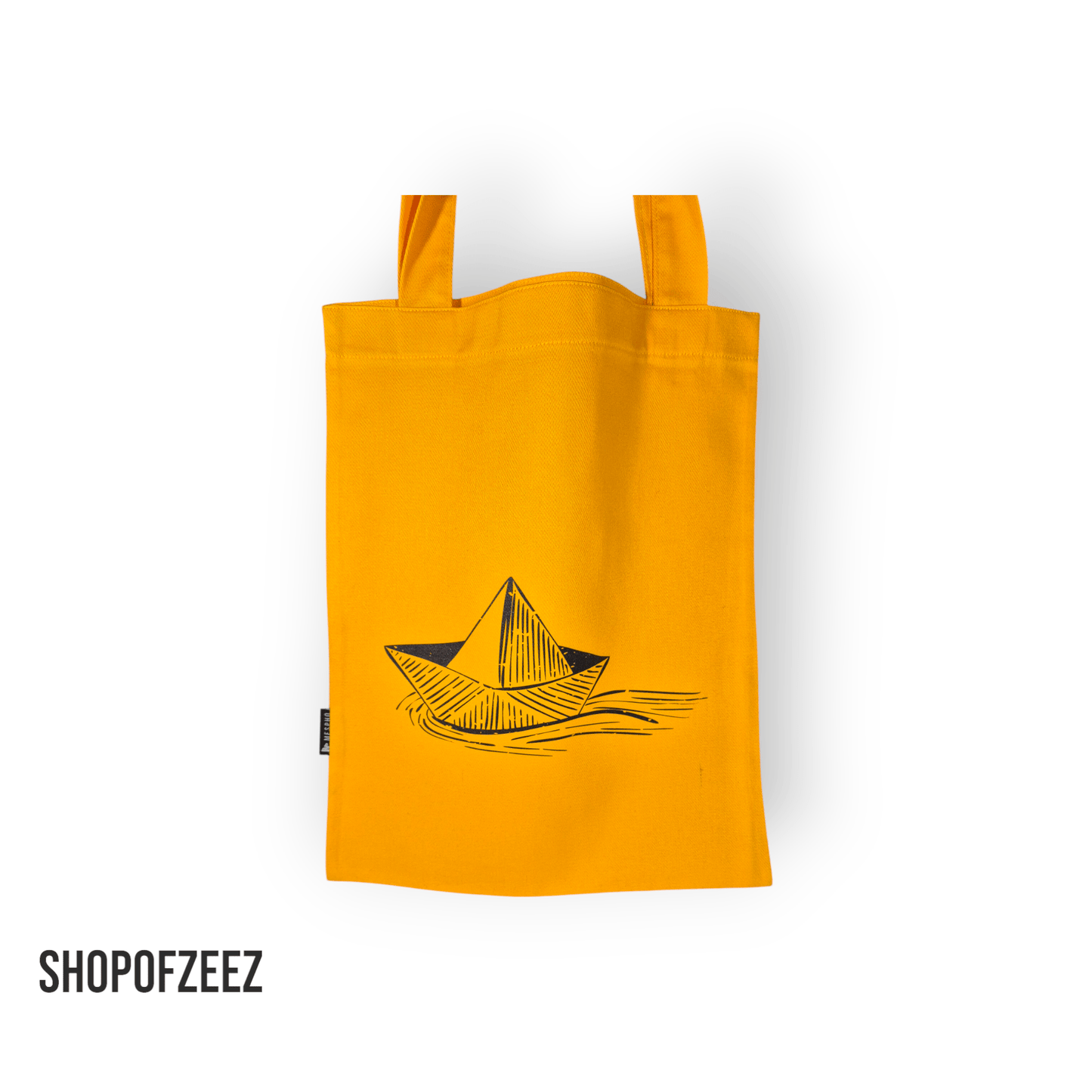 Gelb Stofftasche mit Papierboot Motiv - Shop of Zeez