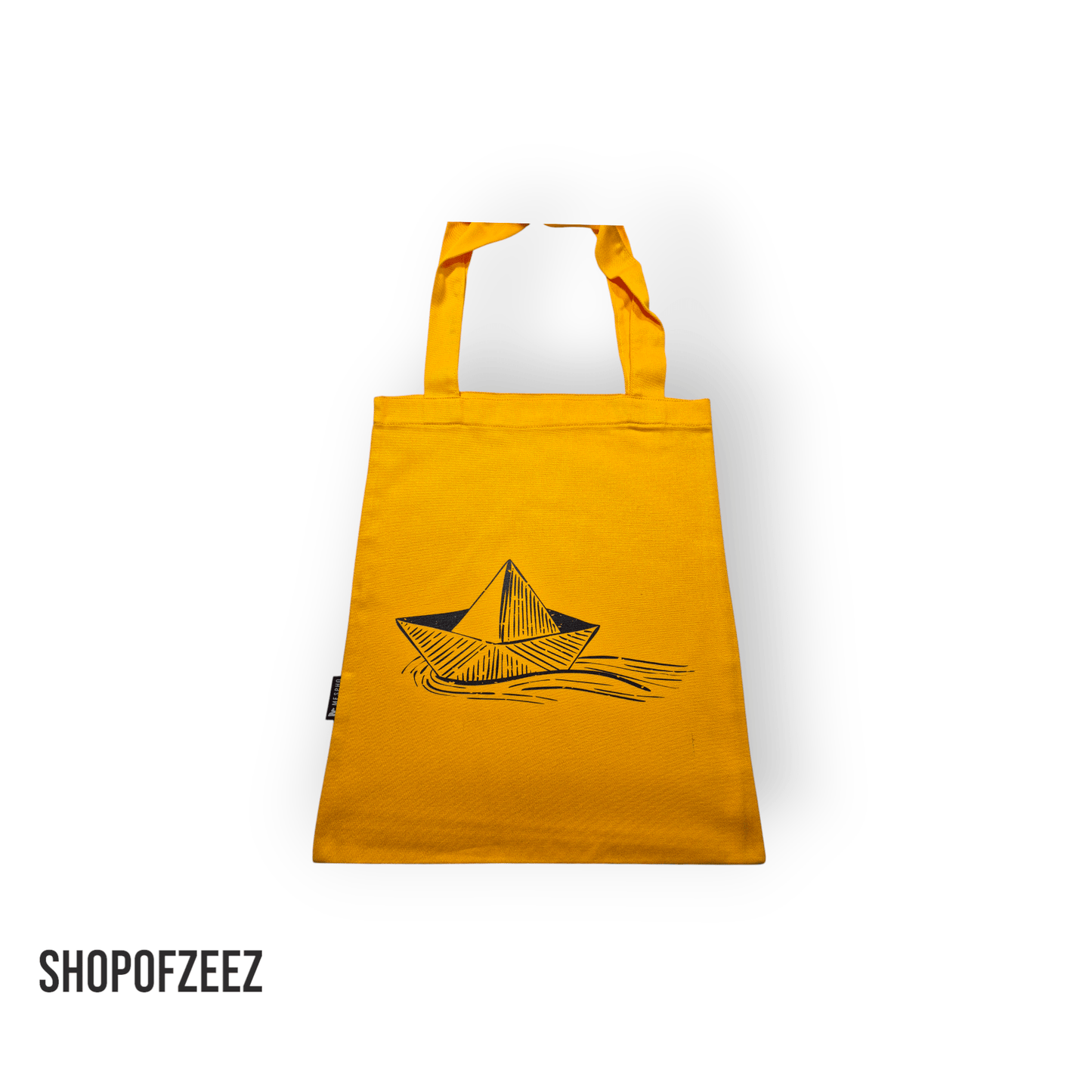 Gelb Stofftasche mit Papierboot Motiv - Shop of Zeez