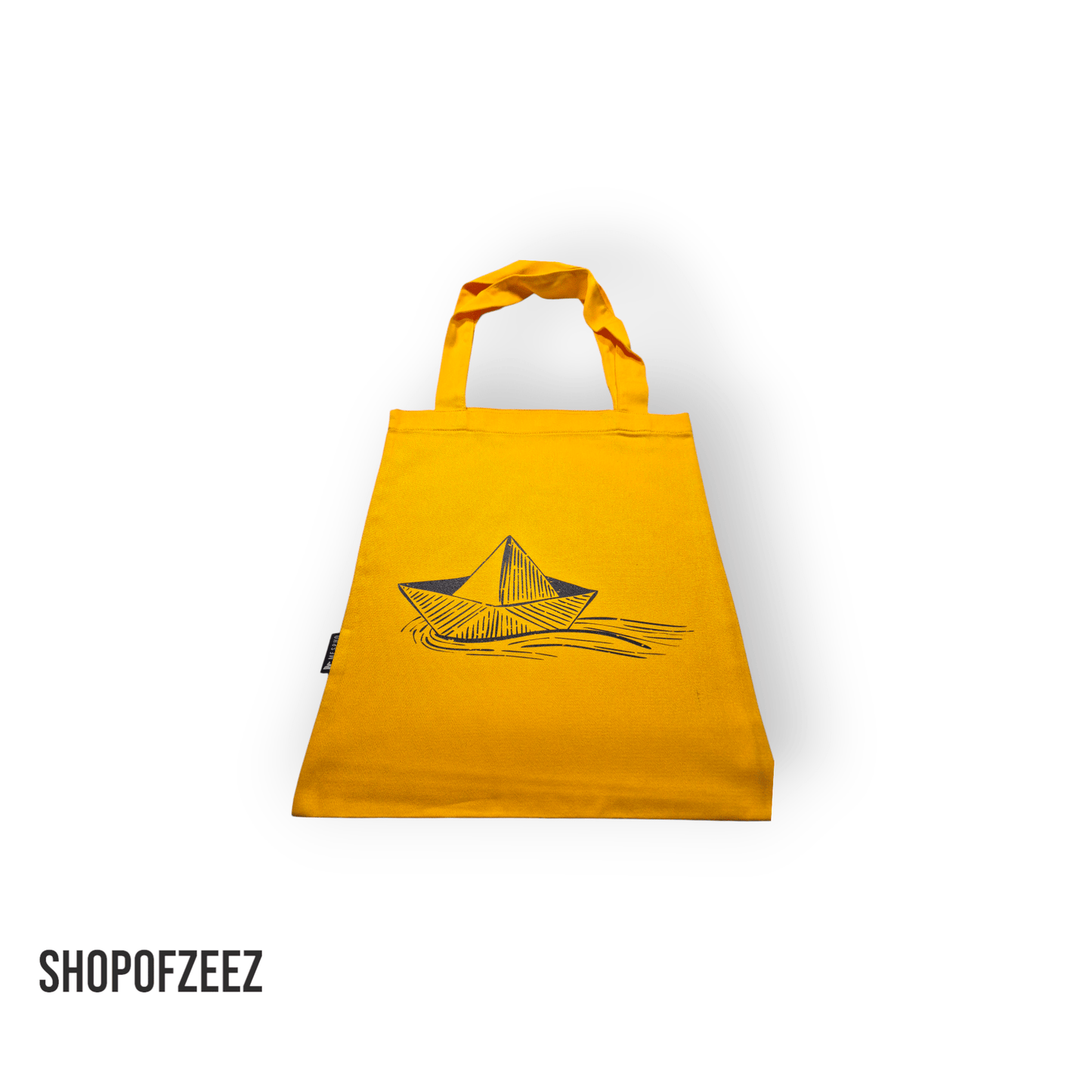 Gelb Stofftasche mit Papierboot Motiv - Shop of Zeez