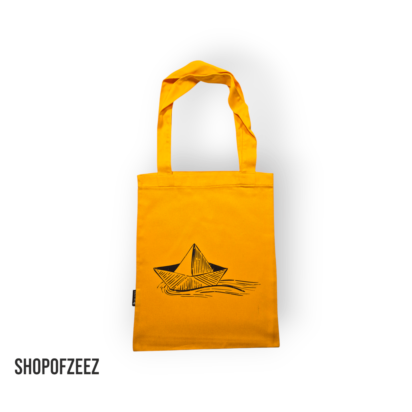 Gelb Stofftasche mit Papierboot Motiv - Shop of Zeez