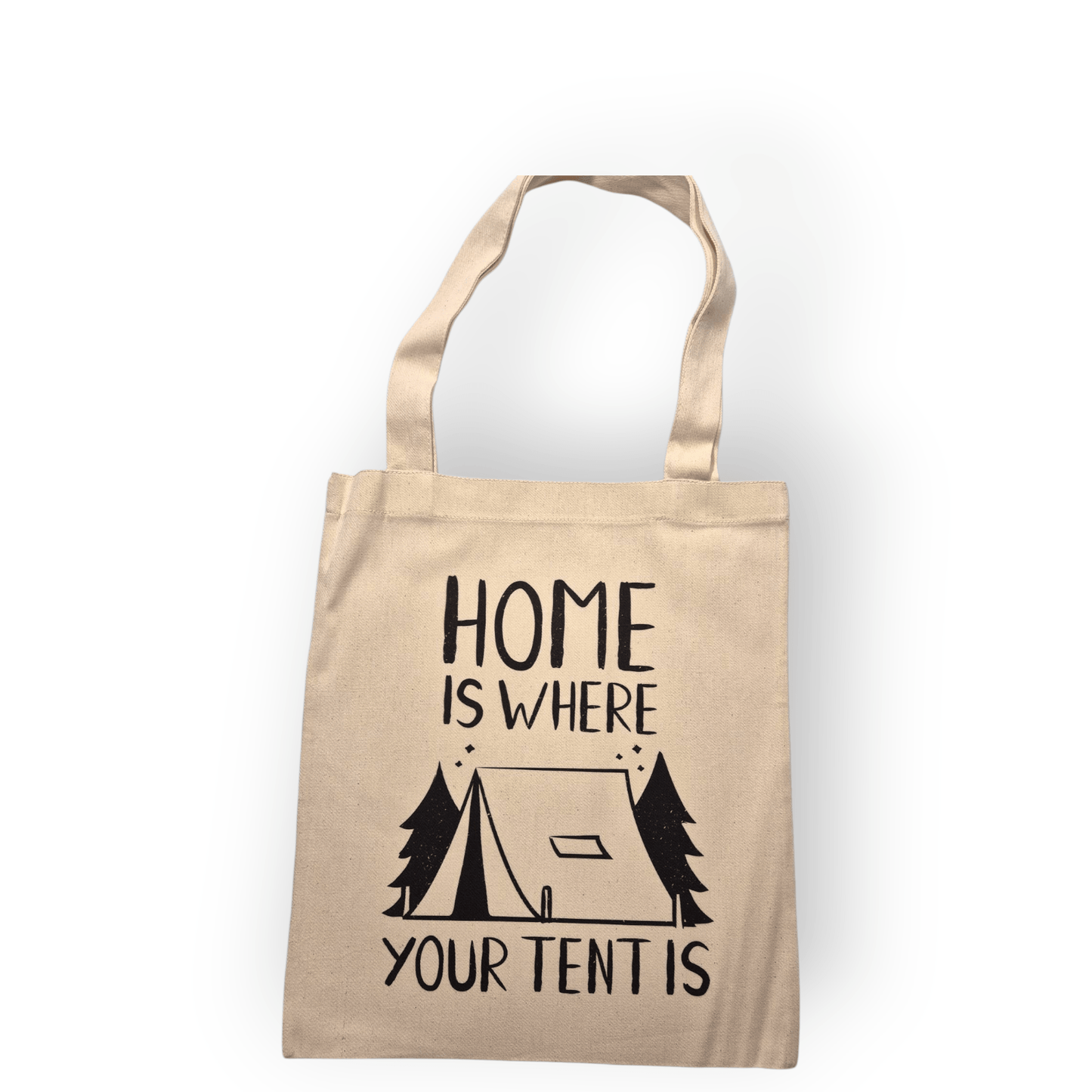 HOME IS WHERE YOUR TENT IS – Camping Stofftasche aus Baumwolle für Natur - und Outdoorfans - Shop of Zeez