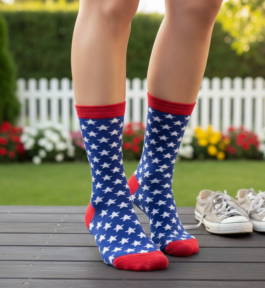 Socken mit blau Sterne, Einheitsgröße: 36-40