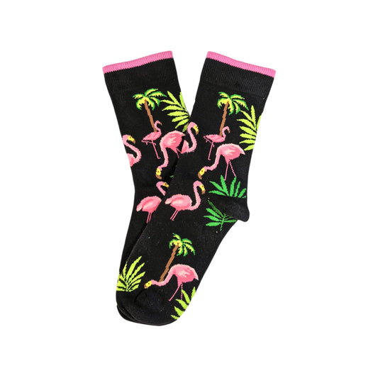 schwarz Flamingo Socken, Einheitsgröße: 36-42