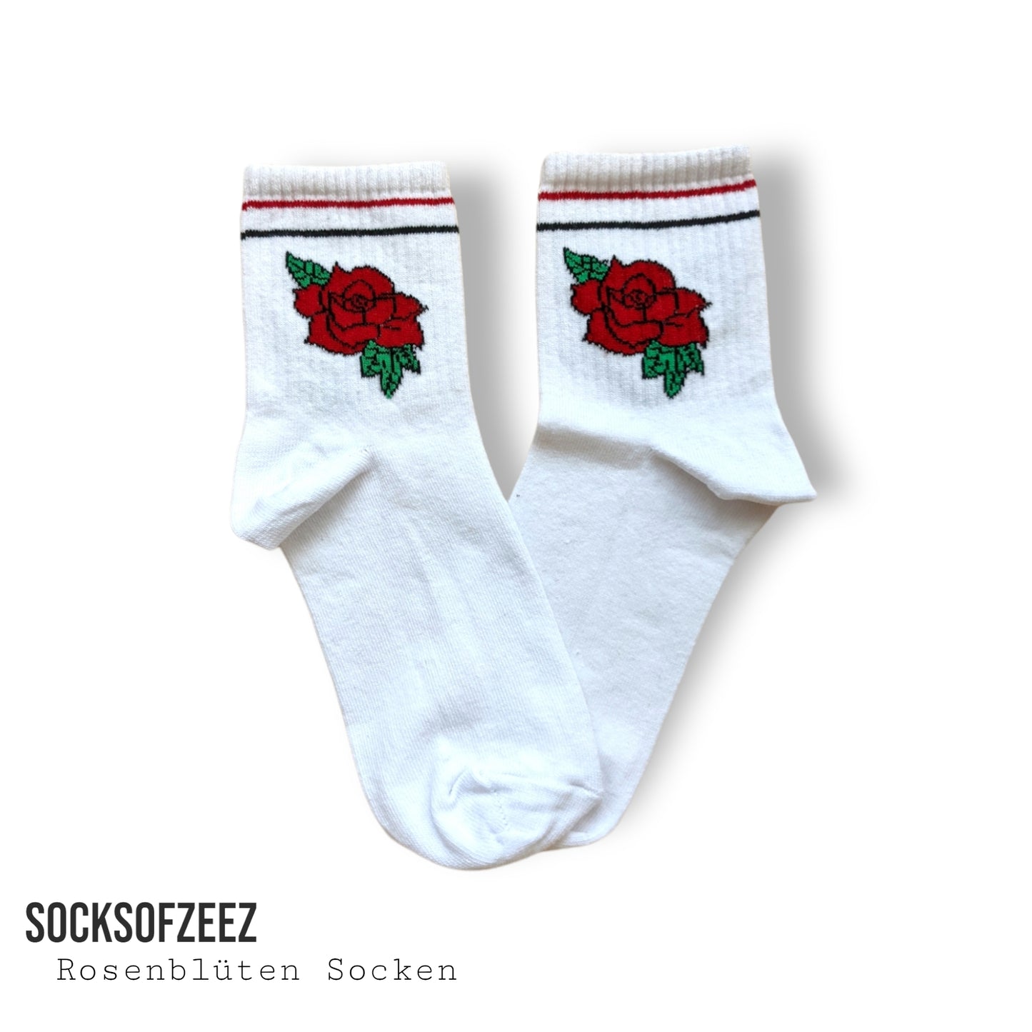 weiß Rose Blumen Socken