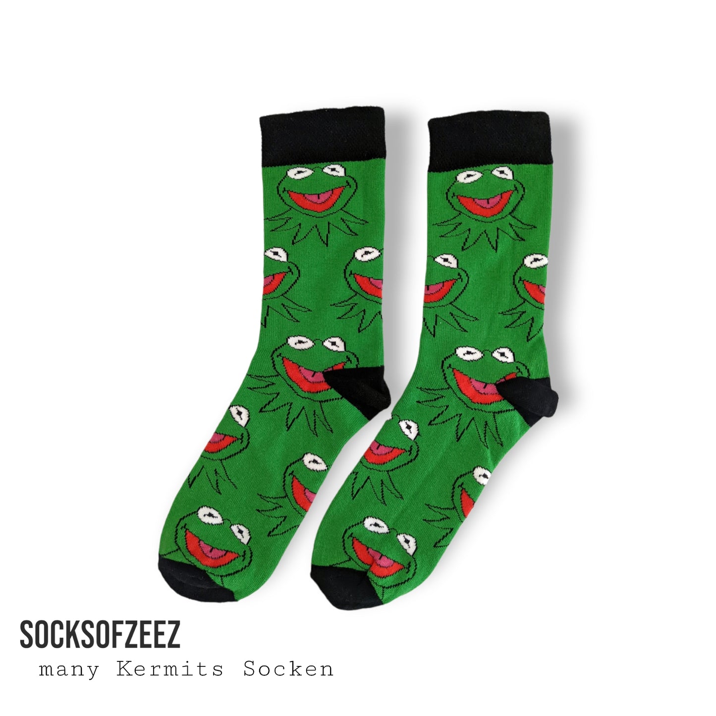 Kermit Lustige Socken - grün schwarz