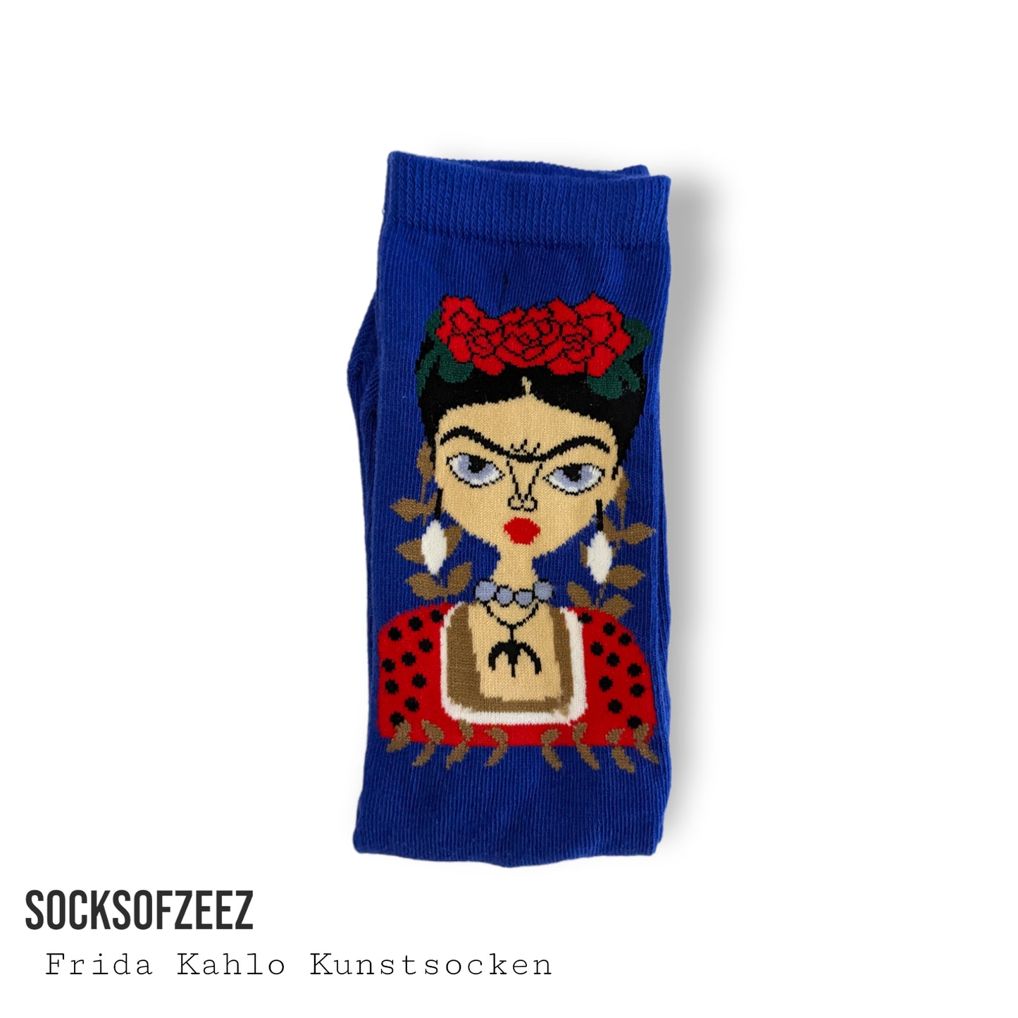 Frida Kahlo Lustige Socken - blau