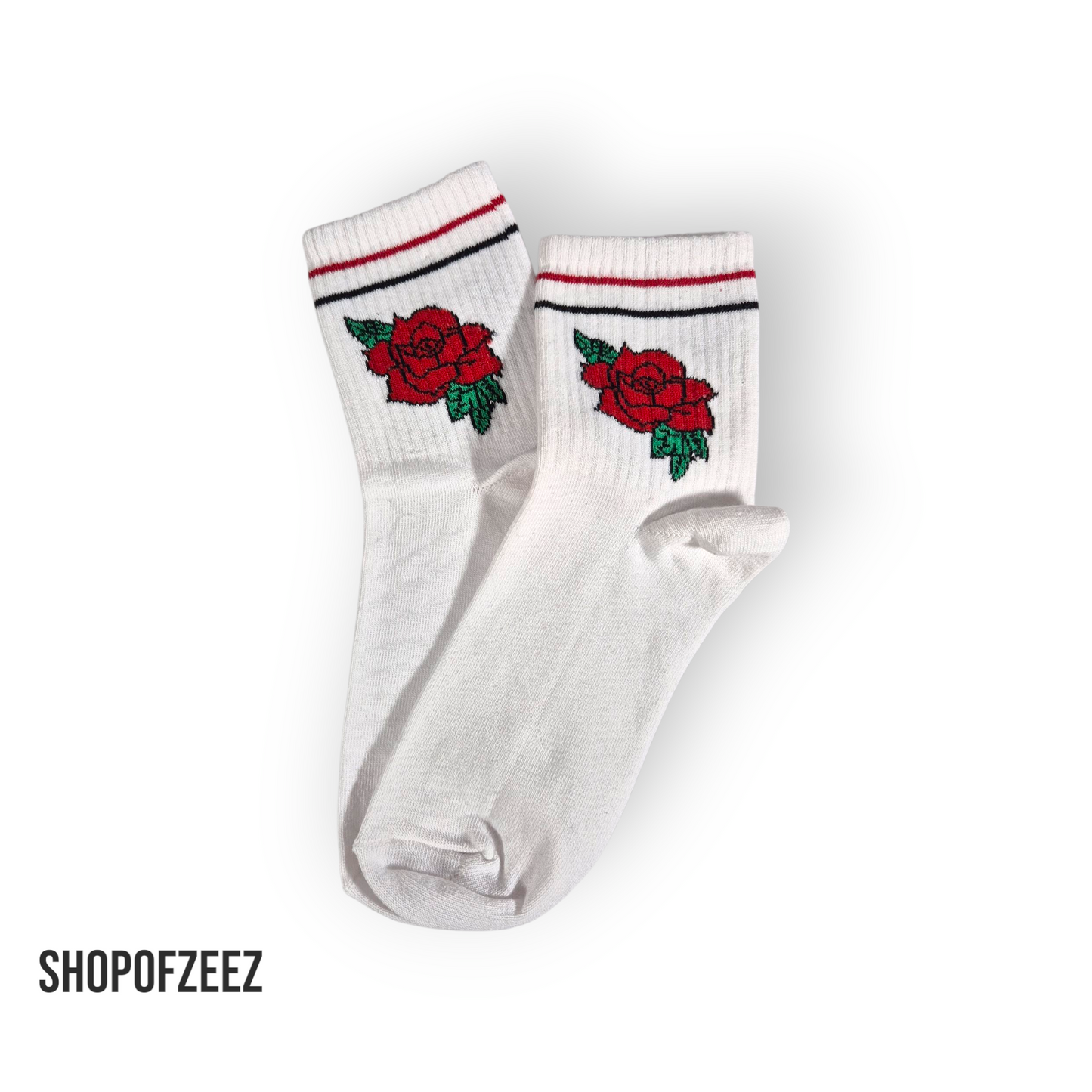 weiß Rose Blumen Socken
