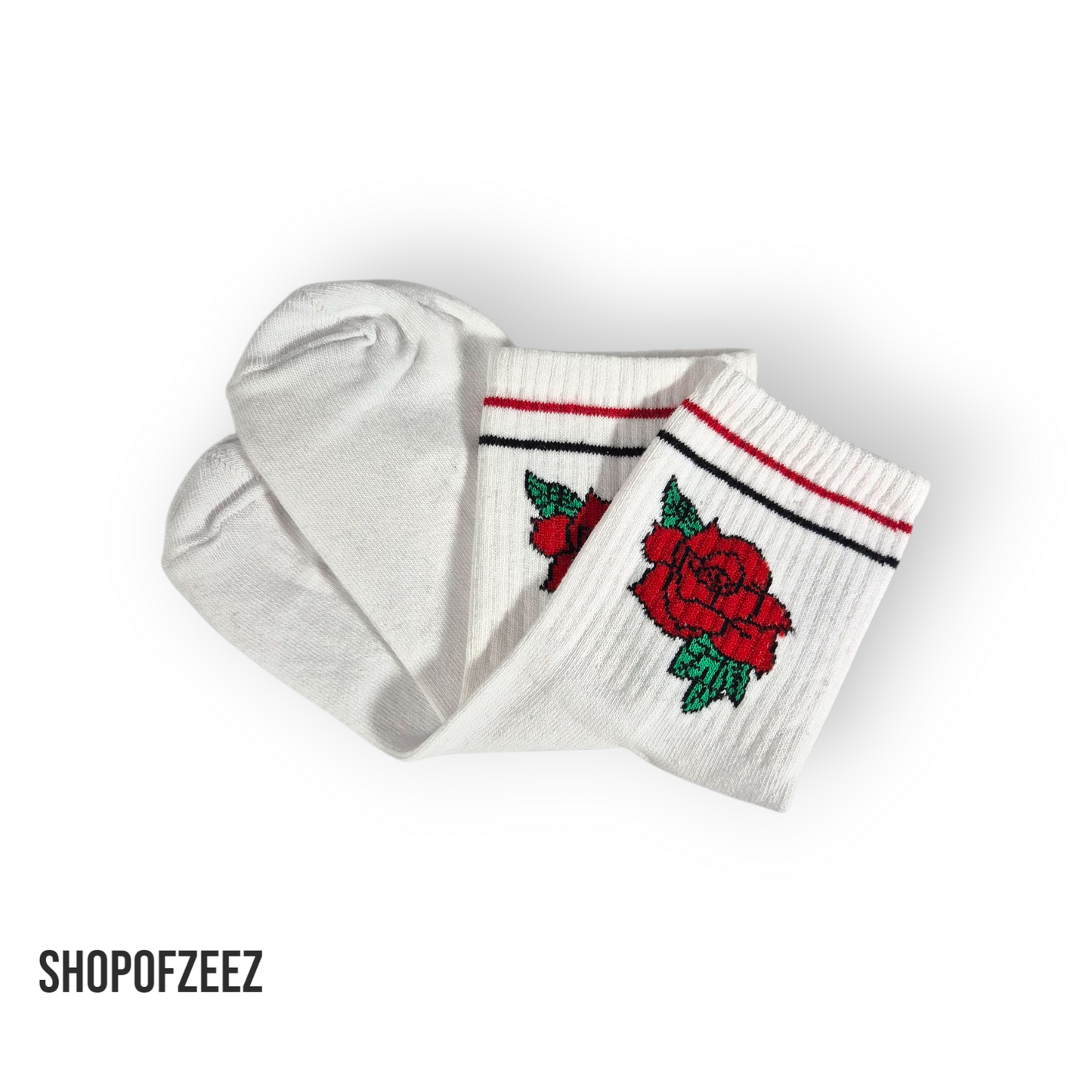 weiß Rose Blumen Socken