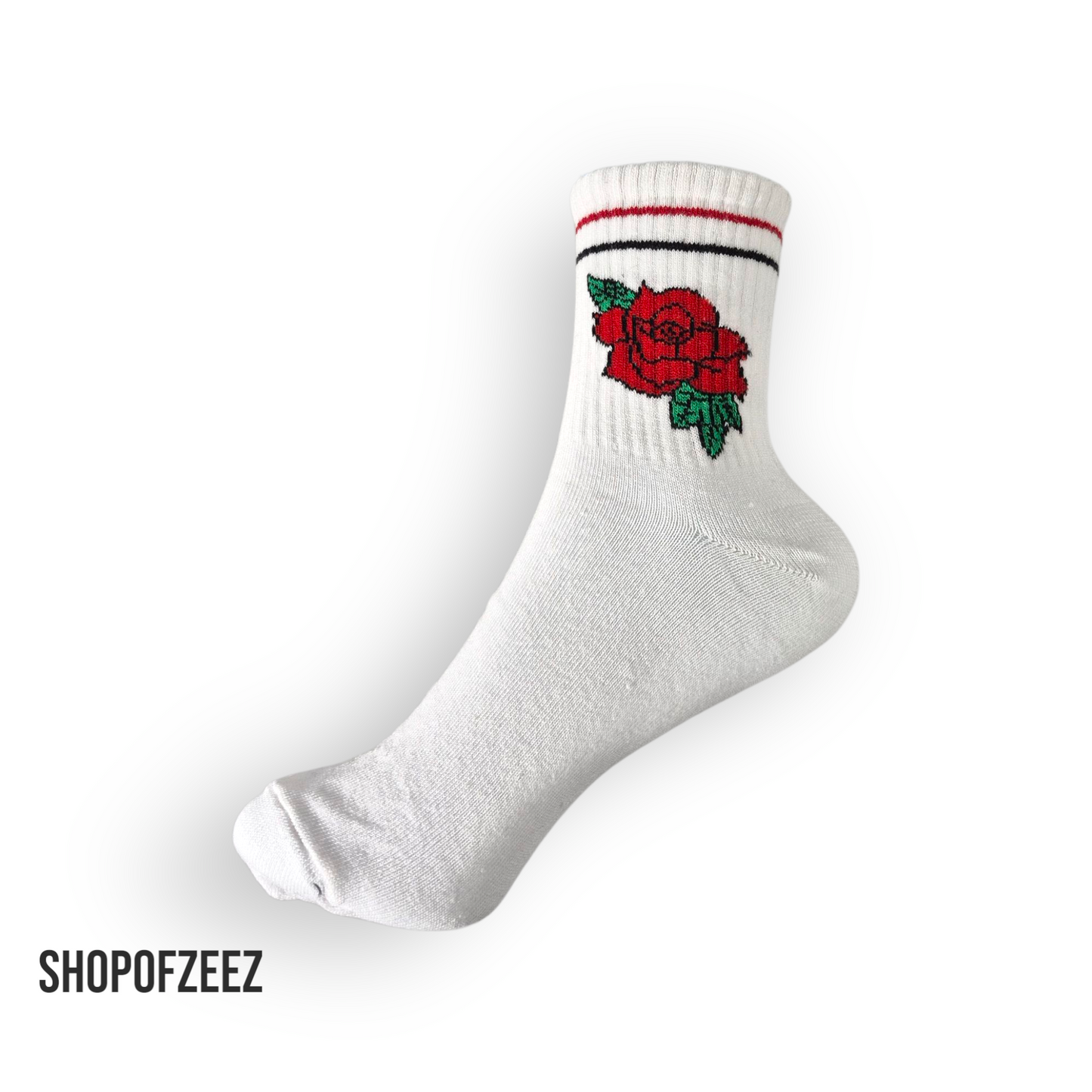 weiß Rose Blumen Socken