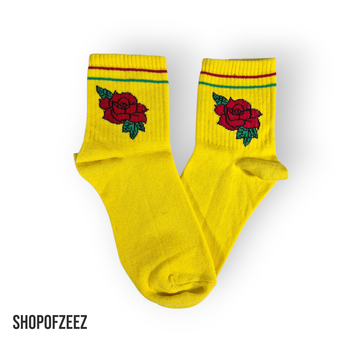 gelb Rose Blumen Socken