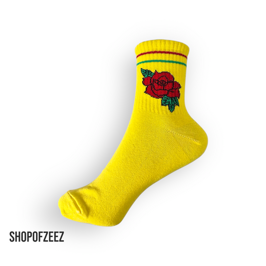gelb Rose Blumen Socken
