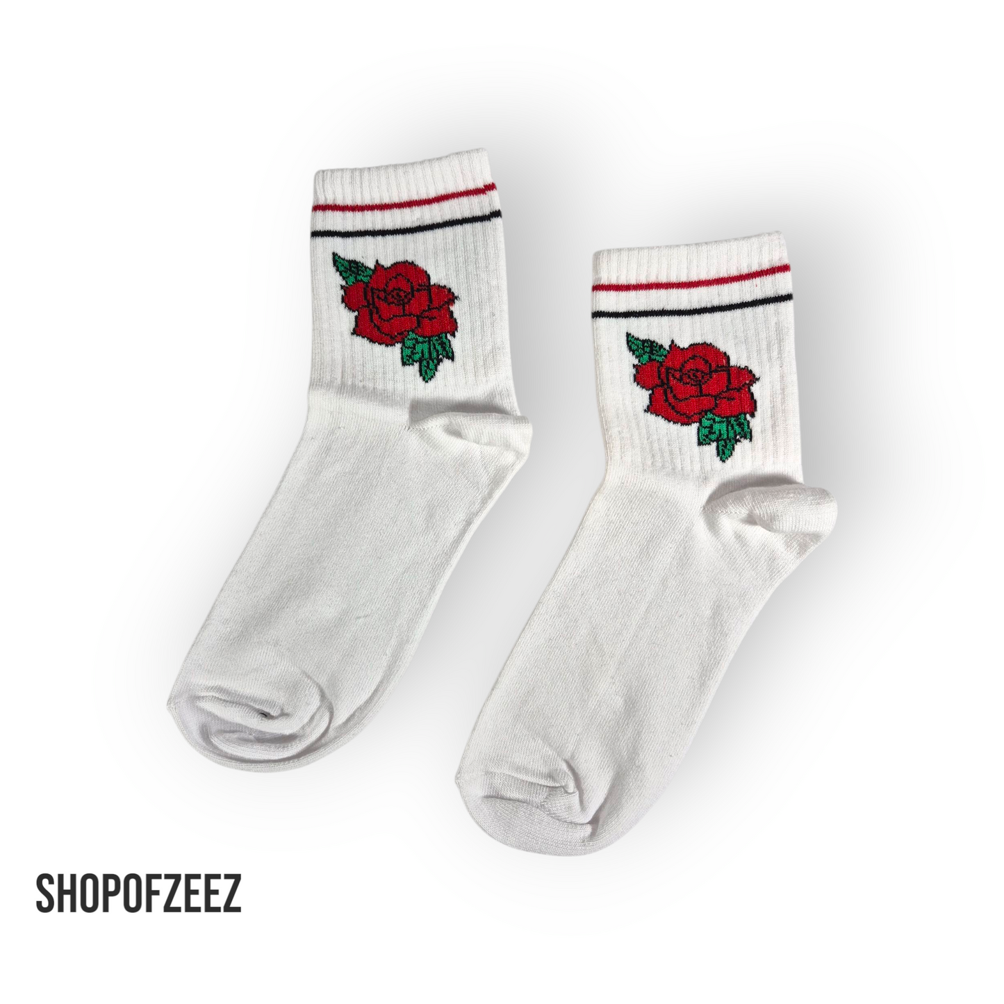 weiß Rose Blumen Socken