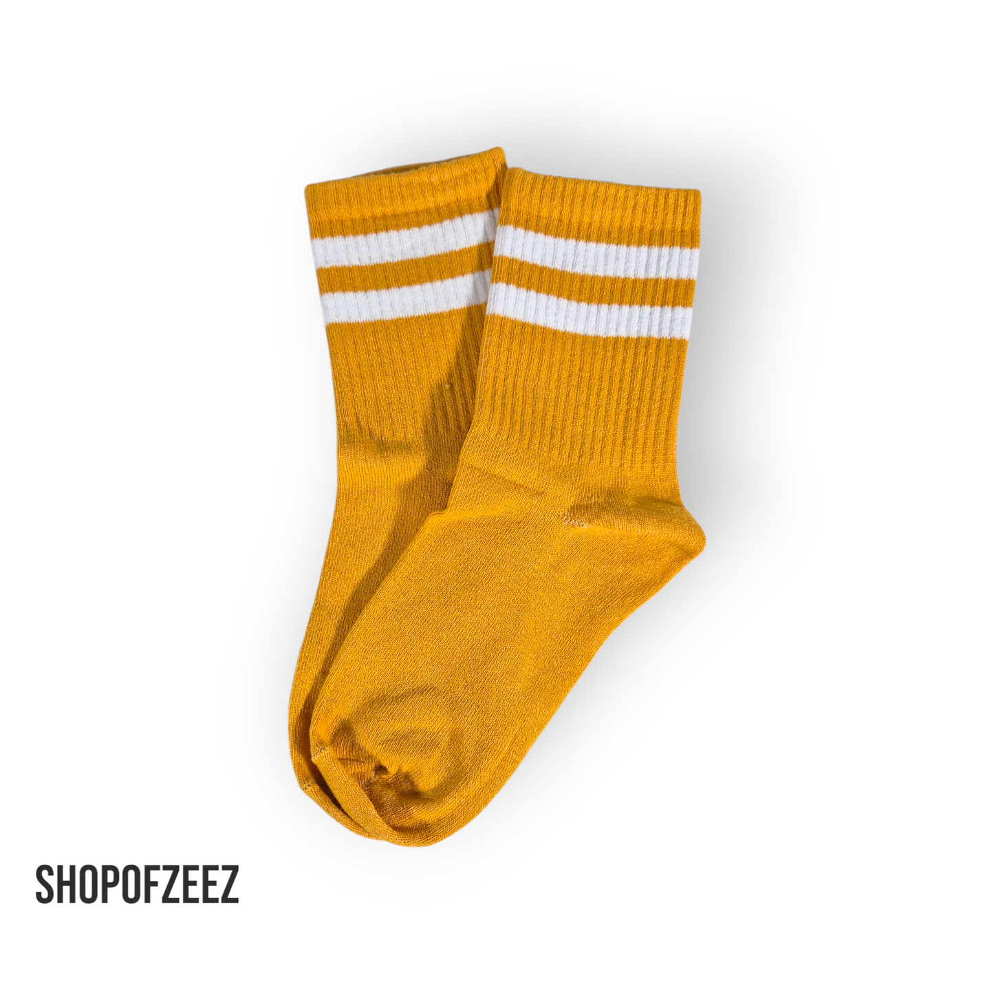senffarbe-weiß gestreifte Sportsocken, Einheitsgröße: 36-42