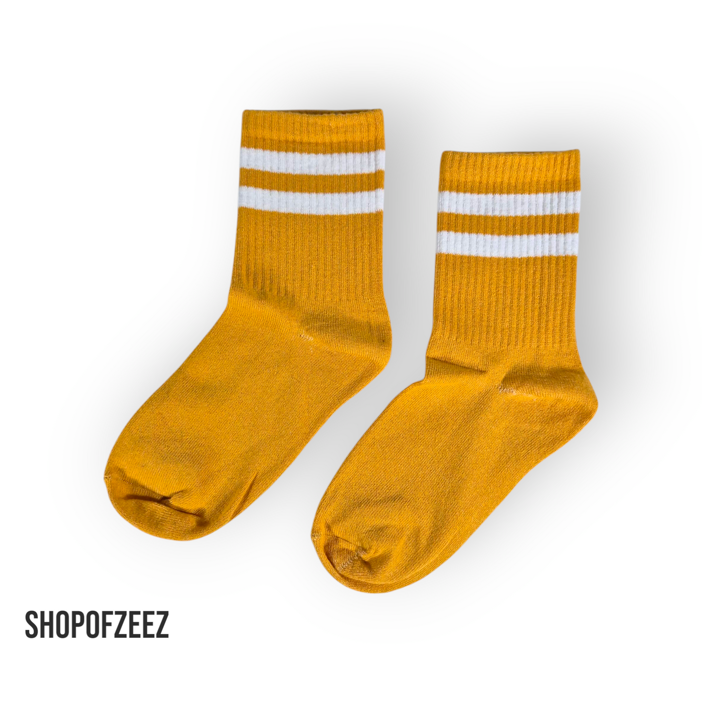 senffarbe-weiß gestreifte Sportsocken, Einheitsgröße: 36-42