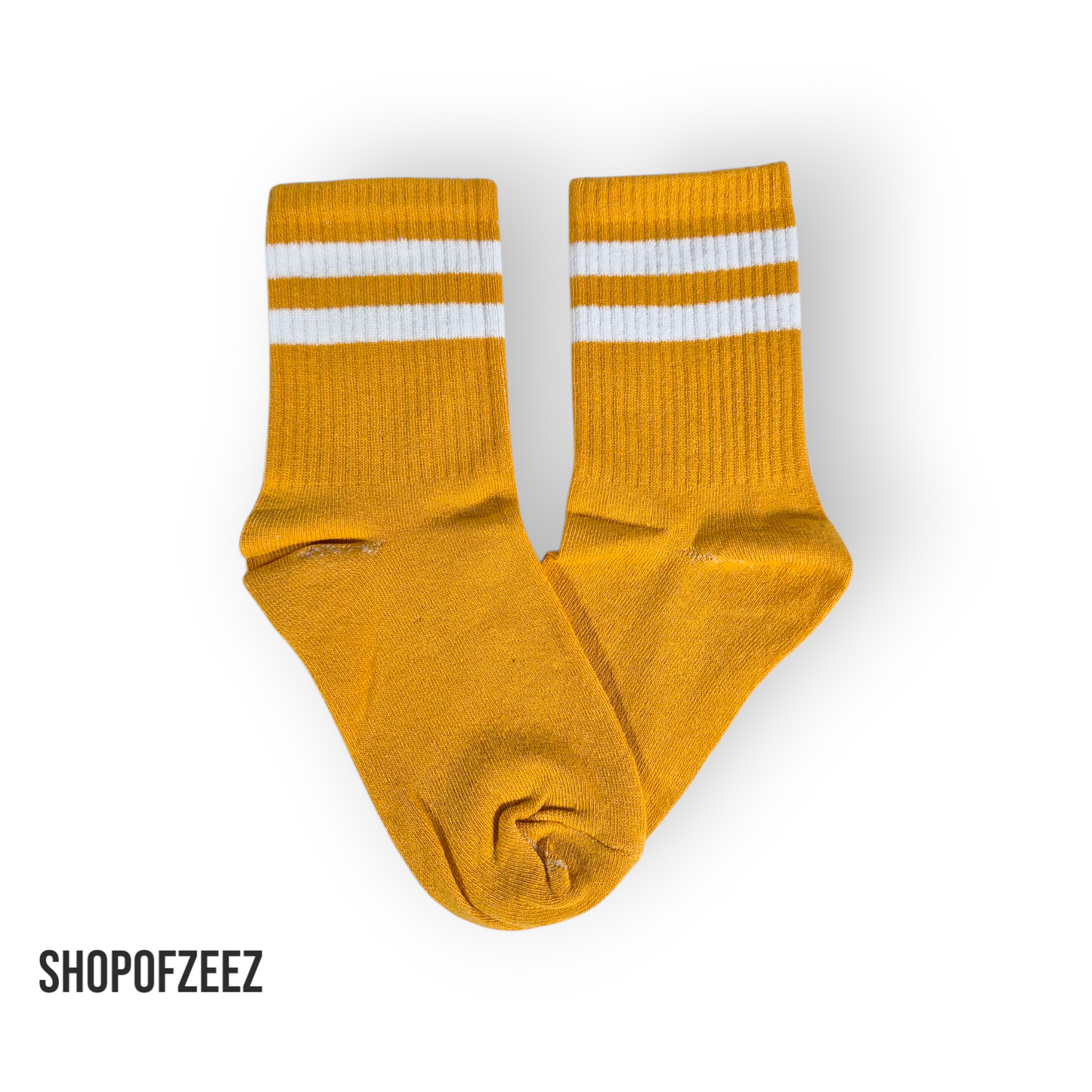 senffarbe-weiß gestreifte Sportsocken, Einheitsgröße: 36-42