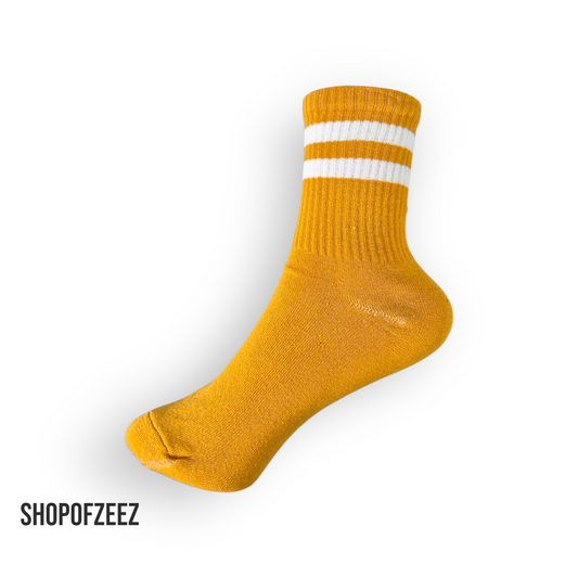 senffarbe-weiß gestreifte Sportsocken, Einheitsgröße: 36-42