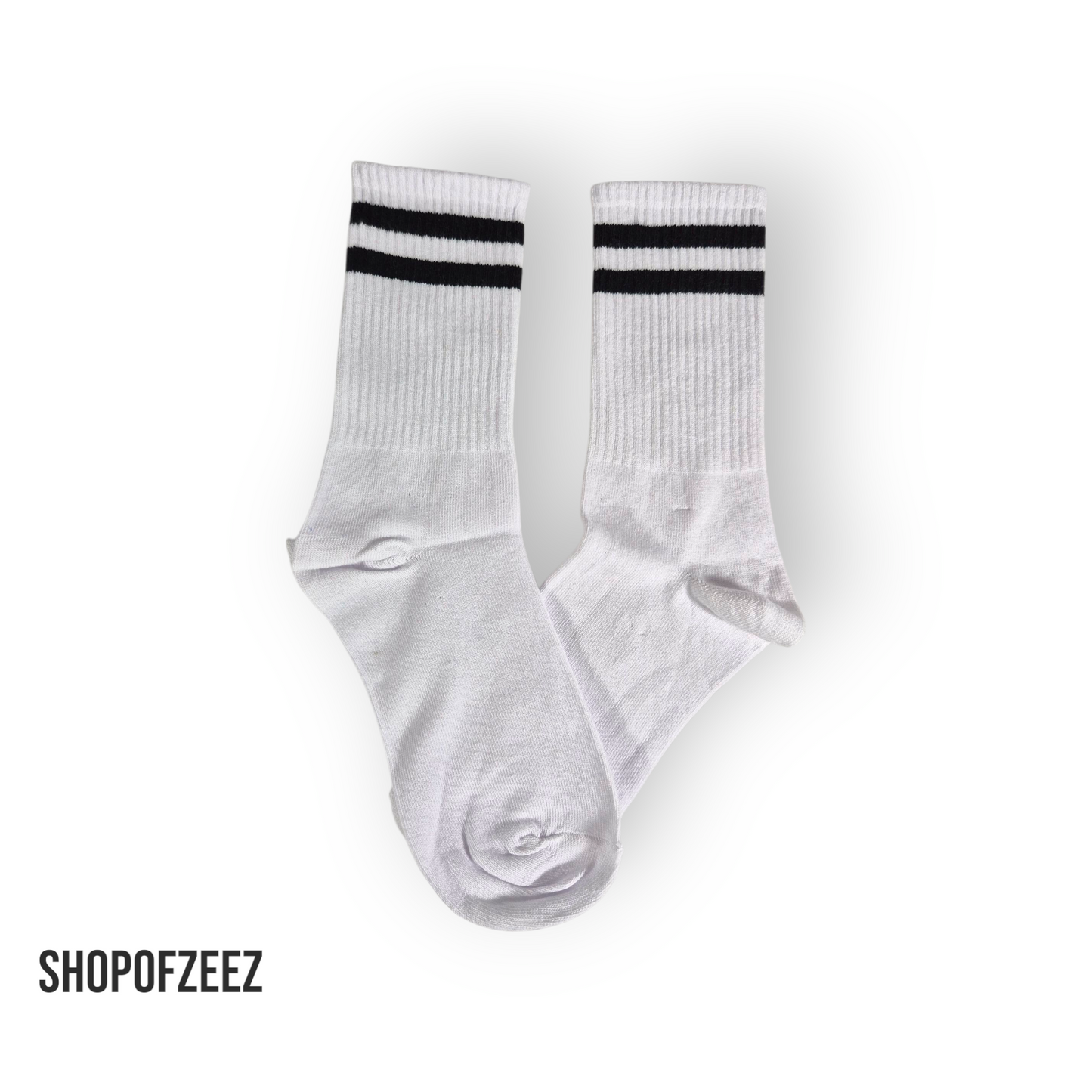 weiß-schwarz gestreifte Sportsocken, Einheitsgröße: 36-42