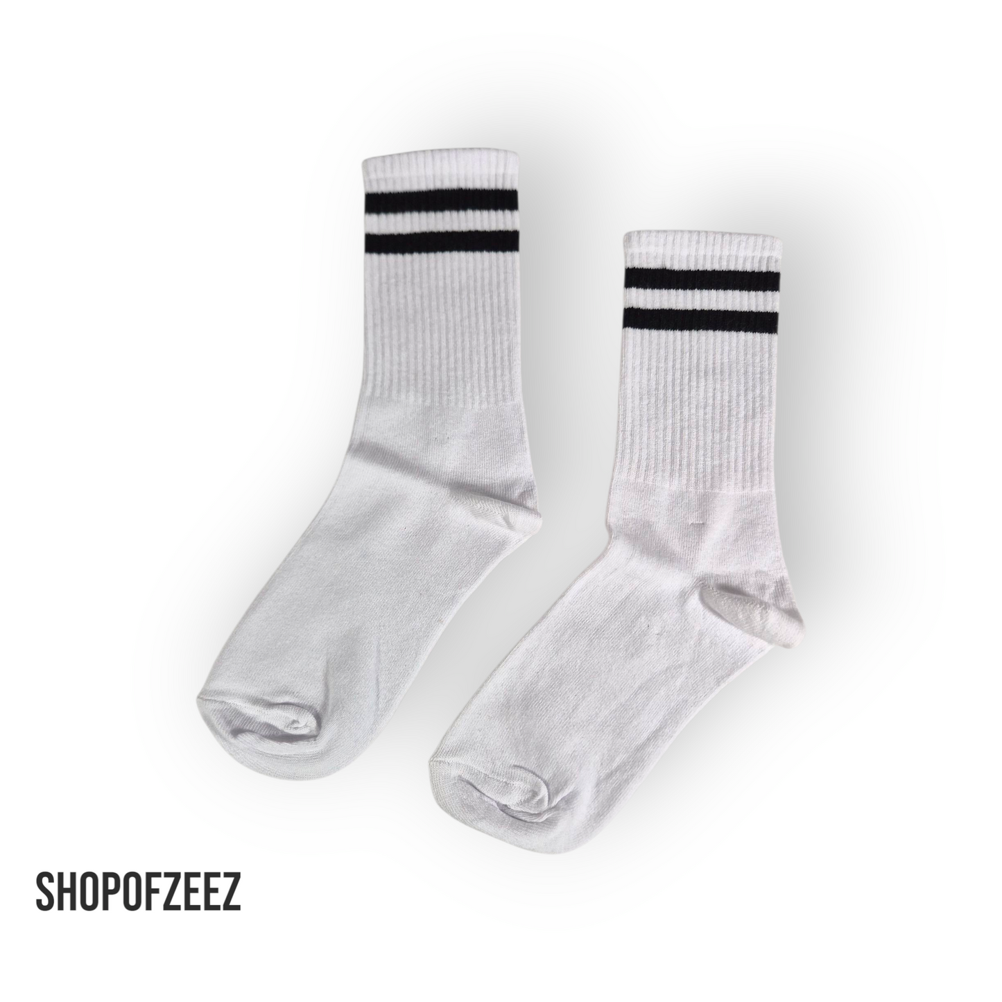 weiß-schwarz gestreifte Sportsocken, Einheitsgröße: 36-42