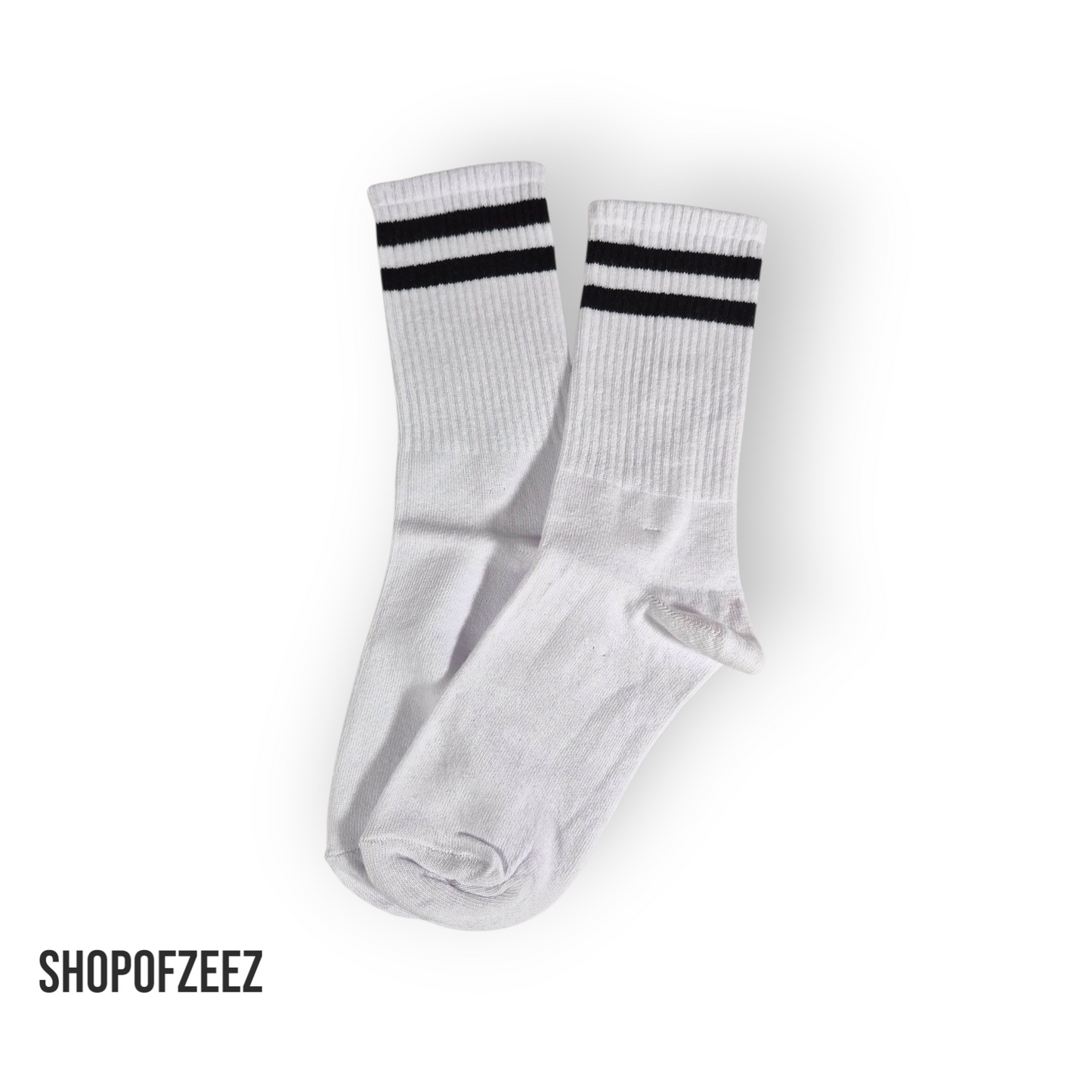 weiß-schwarz gestreifte Sportsocken, Einheitsgröße: 36-42