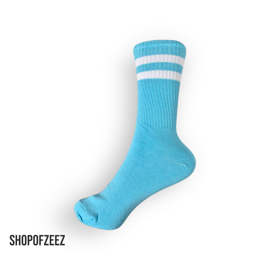 Hellblaue Retro-Sportsocken, Einheitsgröße: 37-44