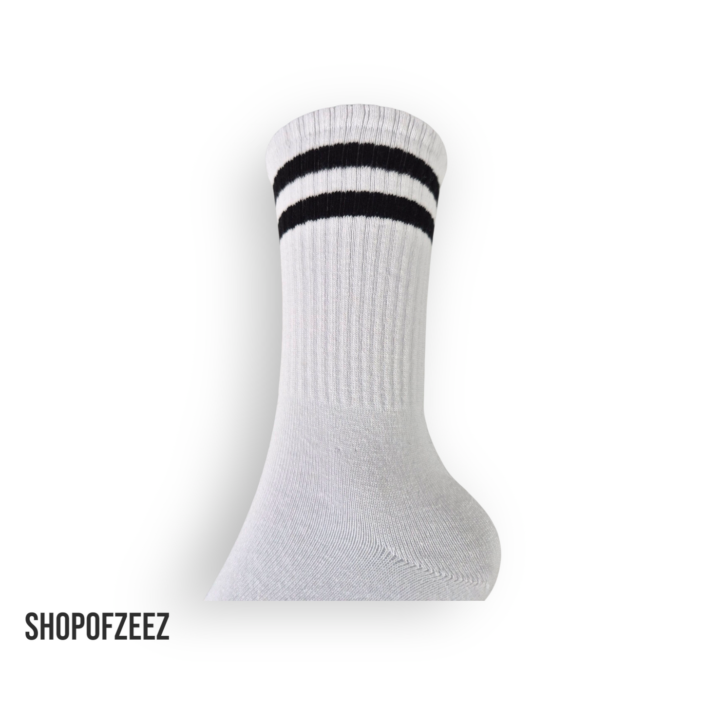 weiß-schwarz gestreifte Sportsocken, Einheitsgröße: 36-42