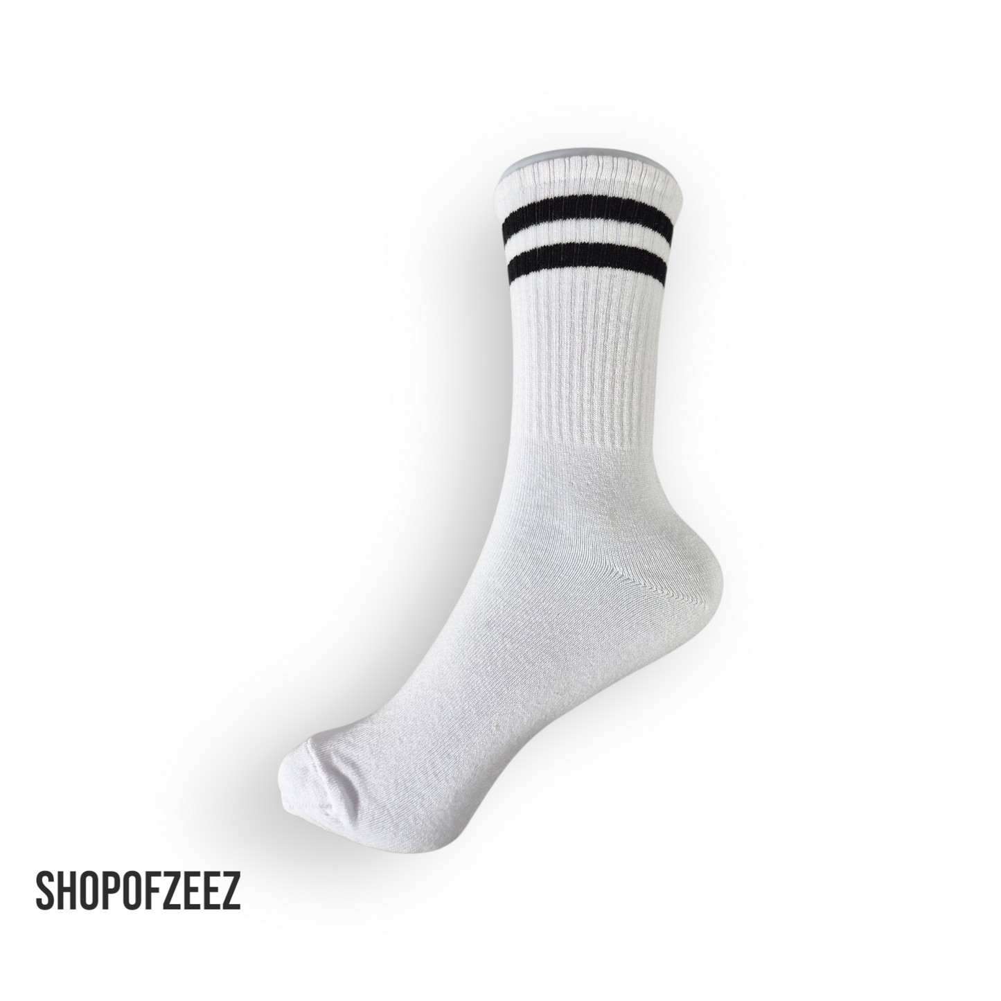 weiß-schwarz gestreifte Sportsocken, Einheitsgröße: 36-42