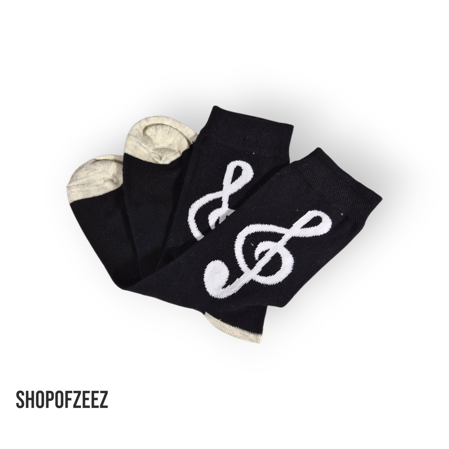 Musiknoten Socken - schwarz