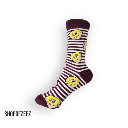bordeux gestreifte Donut Socken