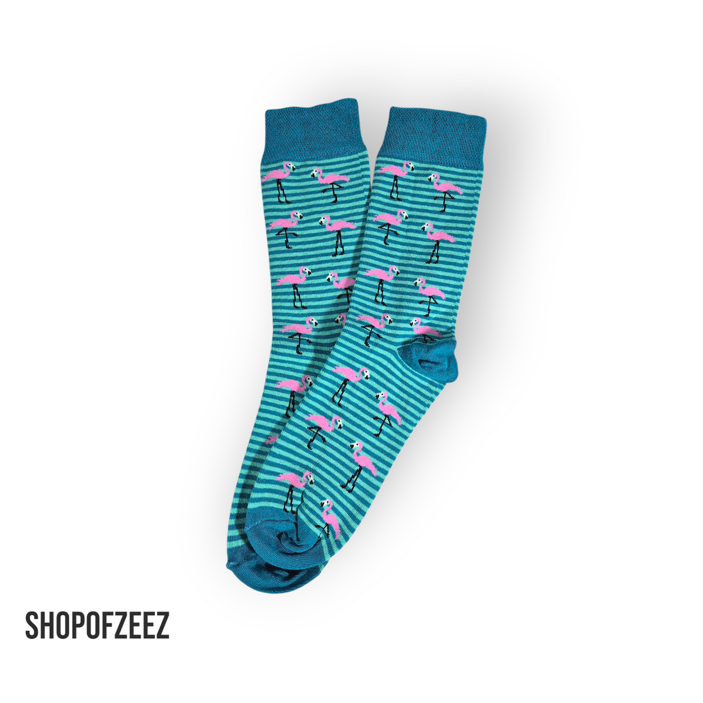 Flamingo mit gestreifte Socken